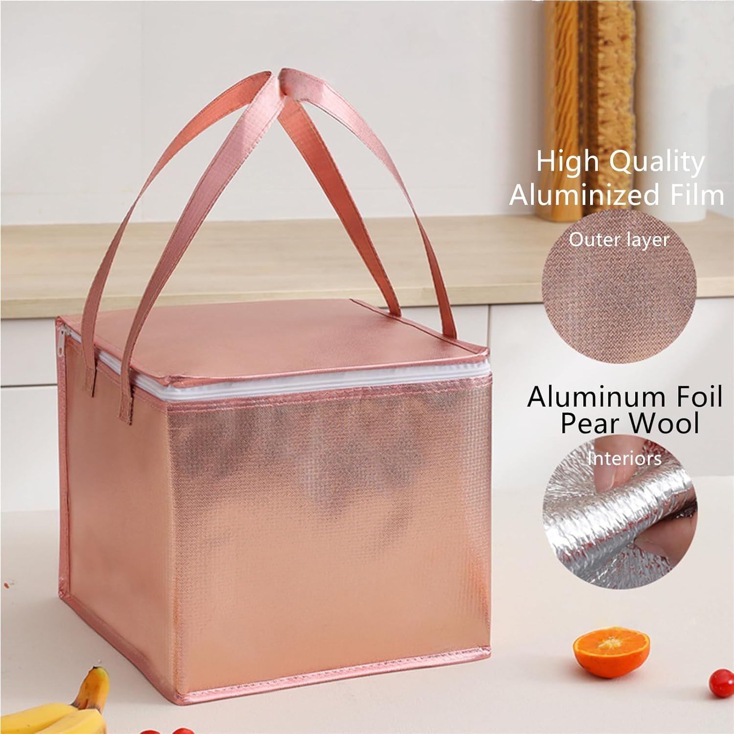Logo Personalizado Bolsa Térmica Reutilizable con Cierre de Aluminio 10.2×10.2×12.6