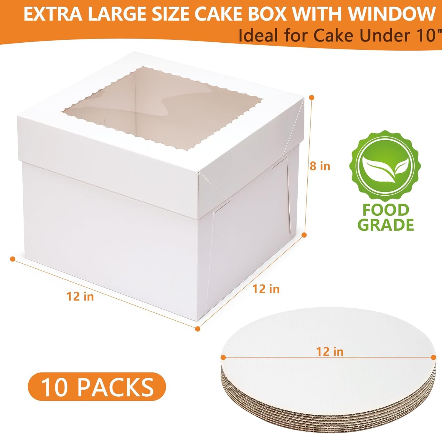 Logo Personalizado 20 Packs de Cajas para Pasteles de 12 pulgadas con Tablero para Pasteles y Ventanas Transparentes (10 Pcs Caja + 10 Pcs Tablero) Contenedores Desechables para Pastelería, Transportador de Pasteles para Galletas y Tartas (12x12x8 pulgadas) Proveedor. Logo Personalizado 20 Packs de Cajas para Pasteles de 12 pulgadas con Tablero para Pasteles y Ventanas Transparentes (10 Pcs Caja + 10 Pcs Tablero) Contenedores Desechables para Pastelería, Transportador de Pasteles para Galletas y Tartas (12x12x8 pulgadas) Proveedor.