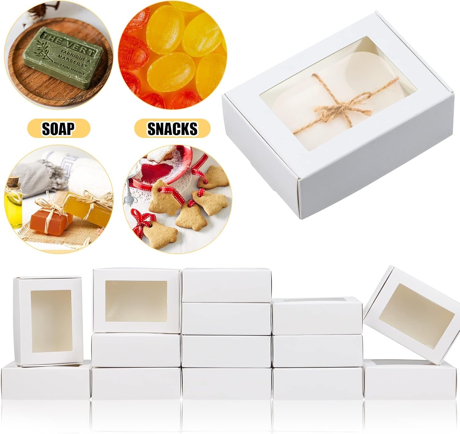 Caja de regalo mini con ventana de papel kraft, 3.33