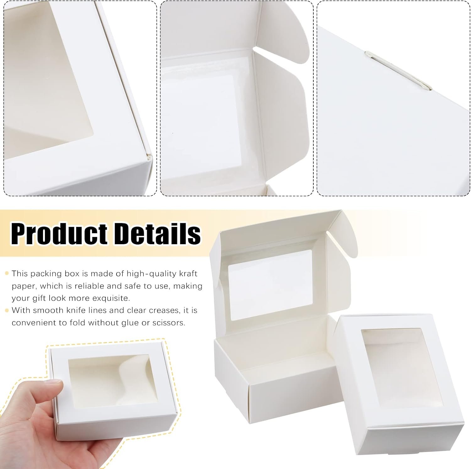 Caja de regalo mini con ventana de papel kraft, 3.33