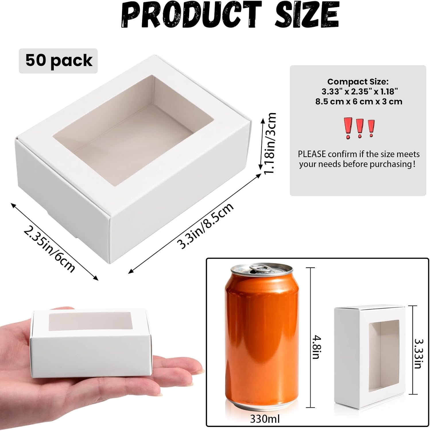 Caja de regalo mini con ventana de papel kraft, 3.33
