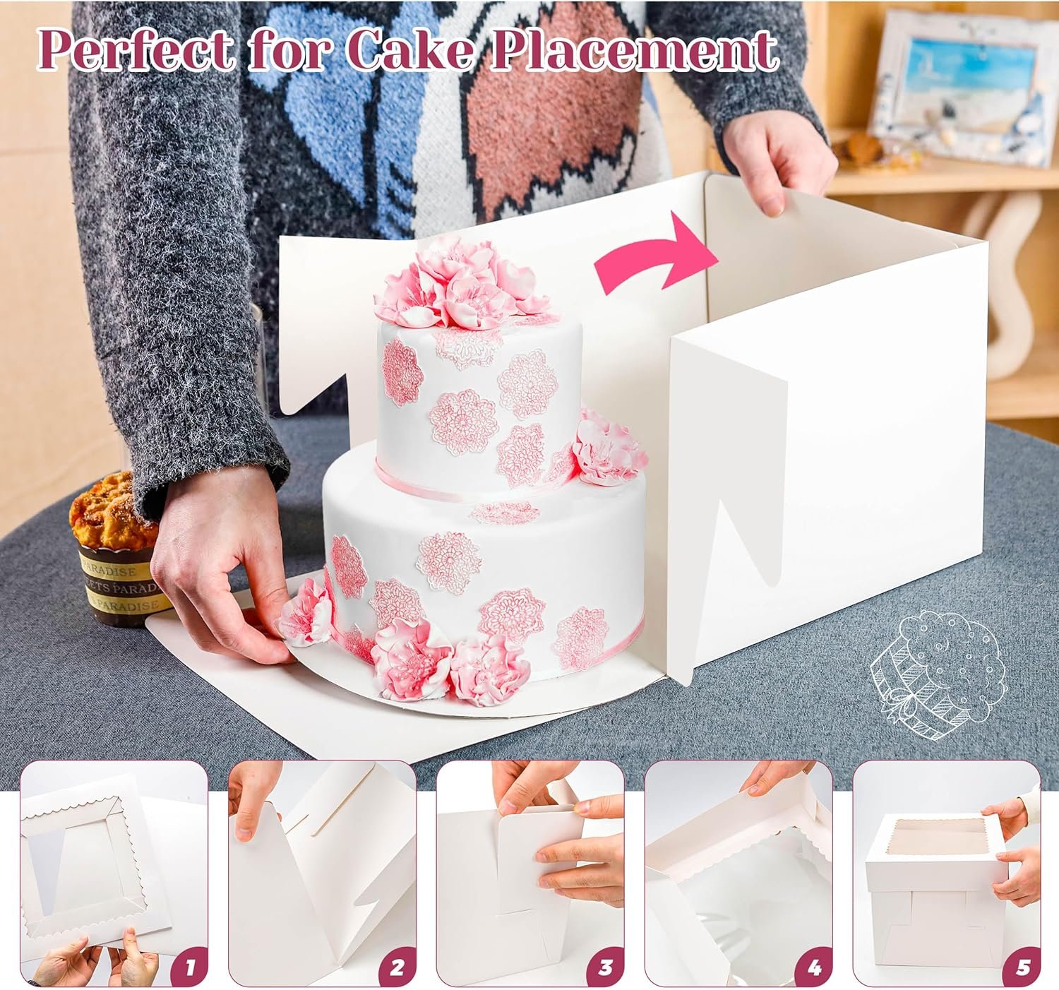 Cajas Para Pasteles 10×10×8 pulgadas con Ventana, Marca Blanca de Pastelería, Fábrica de Cajas (2 Pack) Cajas Para Pasteles 10×10×8 pulgadas con Ventana, Marca Blanca de Pastelería, Fábrica de Cajas (2 Pack)