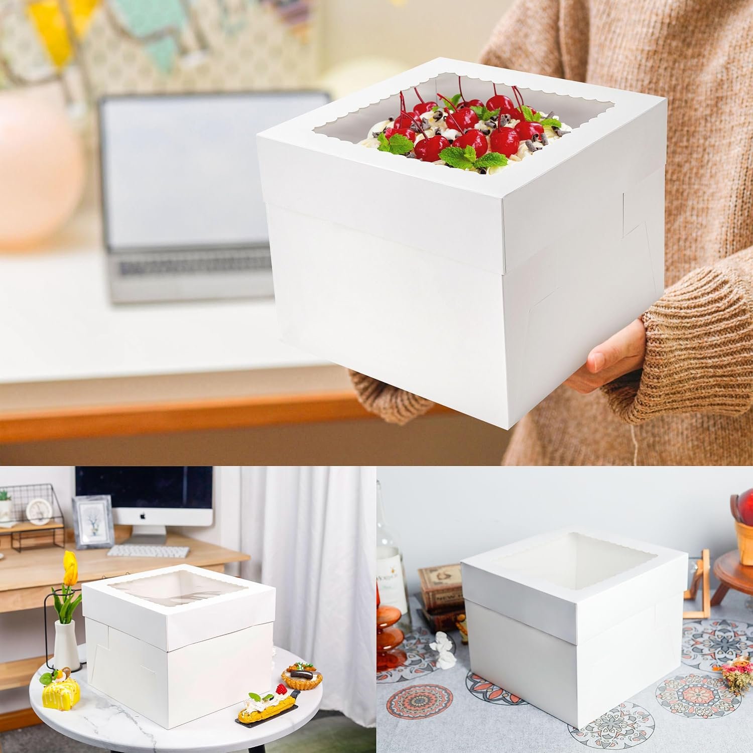 Cajas Para Pasteles 10×10×8 pulgadas con Ventana, Marca Blanca de Pastelería, Fábrica de Cajas (2 Pack) Cajas Para Pasteles 10×10×8 pulgadas con Ventana, Marca Blanca de Pastelería, Fábrica de Cajas (2 Pack)