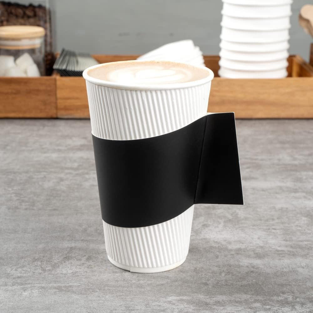 Logo Personalizado para mangas desechables, mangas de café caliente Restpresso con asa, 50 unidades, compatible con tazas de 12, 16 y 20 onzas, chaquetas de papel negro, Proveedor. Logo Personalizado para mangas desechables, mangas de café caliente Restpresso con asa, 50 unidades, compatible con tazas de 12, 16 y 20 onzas, chaquetas de papel negro, Proveedor.