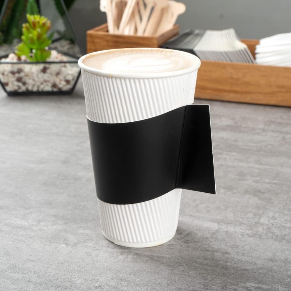 Logo Personalizado para mangas desechables, mangas de café caliente Restpresso con asa, 50 unidades, compatible con tazas de 12, 16 y 20 onzas, chaquetas de papel negro, Proveedor. Logo Personalizado para mangas desechables, mangas de café caliente Restpresso con asa, 50 unidades, compatible con tazas de 12, 16 y 20 onzas, chaquetas de papel negro, Proveedor.