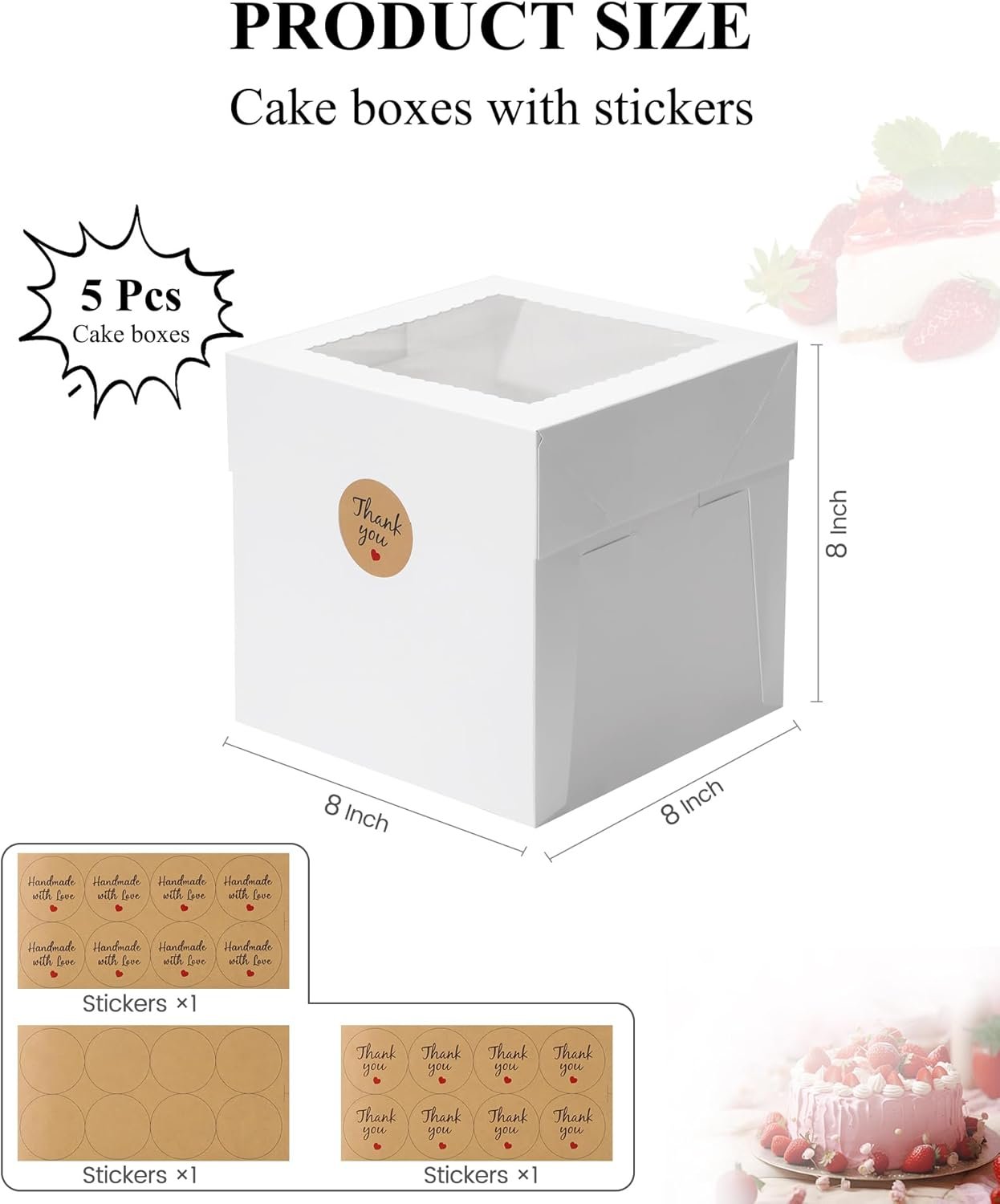 Cajas Pasteles Personalizadas con Logo, Cajas de Cartón Cuadradas de 8x8x8 Pulgadas con Ventana para Decoración de Pasteles en Día de San Valentín, Día de la Madre, Bodas y Cumpleaños, Proveedor de Suministros para Regalos. Cajas Pasteles Personalizadas con Logo, Cajas de Cartón Cuadradas de 8x8x8 Pulgadas con Ventana para Decoración de Pasteles en Día de San Valentín, Día de la Madre, Bodas y Cumpleaños, Proveedor de Suministros para Regalos.