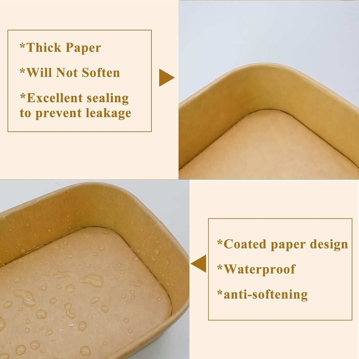Contenedor desechable de comida de 17 oz con tapas, 50 sets de tazones de papel kraft compostables para sopa, fideos y acai aptos para microondas, cuenco a prueba de fugas para ensaladas, marca blanca de fabricante para almuerzos, fiestas y comida para llevar.