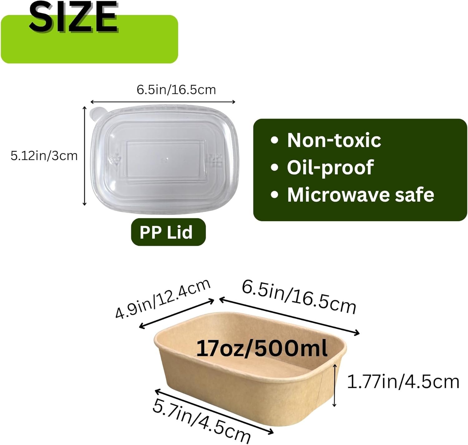 Contenedor desechable de comida de 17 oz con tapas, 50 sets de tazones de papel kraft compostables para sopa, fideos y acai aptos para microondas, cuenco a prueba de fugas para ensaladas, marca blanca de fabricante para almuerzos, fiestas y comida para llevar.