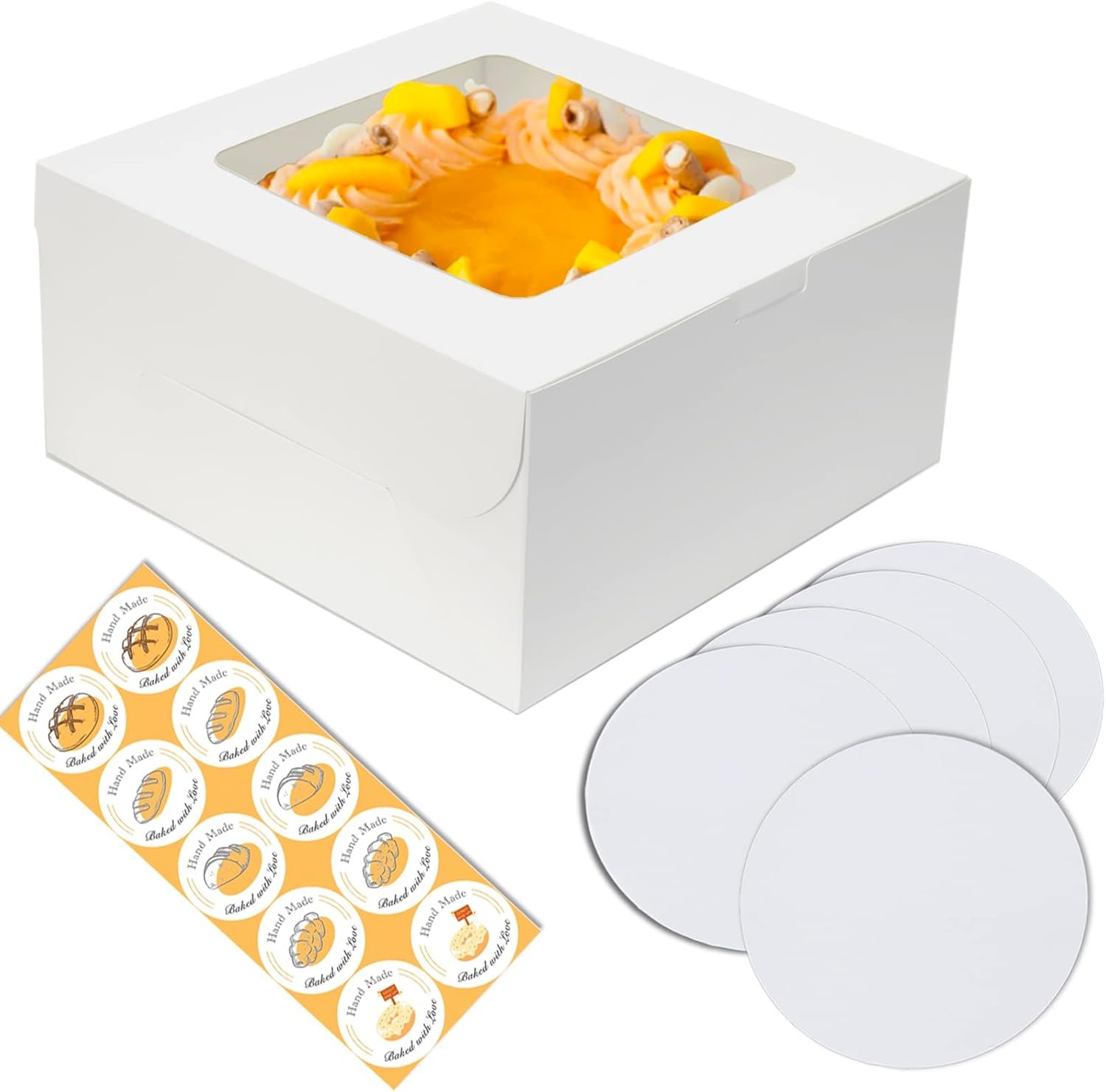 Logo Personalizado para 5 sets de cajas para pastel 10x10x5 pulgadas con tapetes para pasteles, Marca Blanca de calidad por Proveedor.