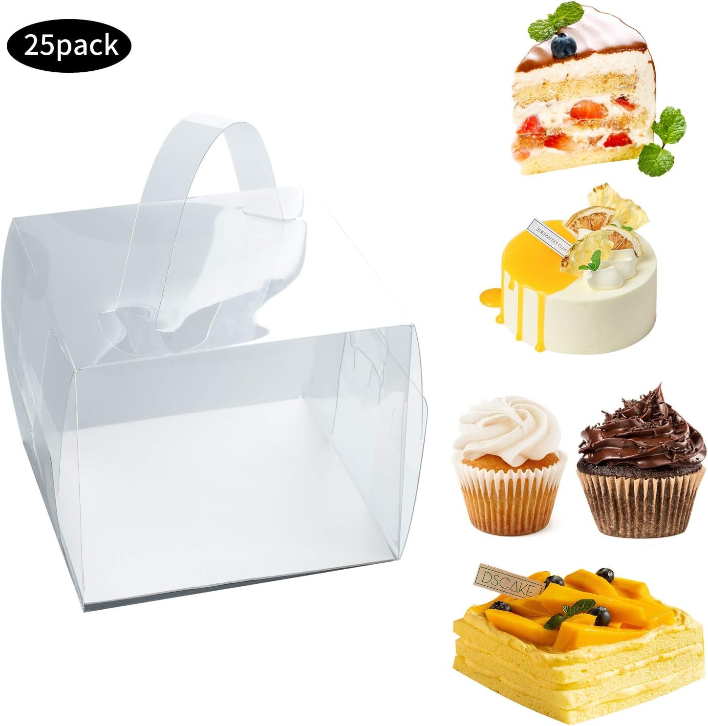 Cajas de pastel transparentes de 25 piezas, logo personalizado para fiestas, cajas de repostería de 5x5x4 pulgadas ideales para galletas, pasteles, caramelos, marca blanca de alta calidad de nuestro proveedor. Cajas de pastel transparentes de 25 piezas, logo personalizado para fiestas, cajas de repostería de 5x5x4 pulgadas ideales para galletas, pasteles, caramelos, marca blanca de alta calidad de nuestro proveedor.