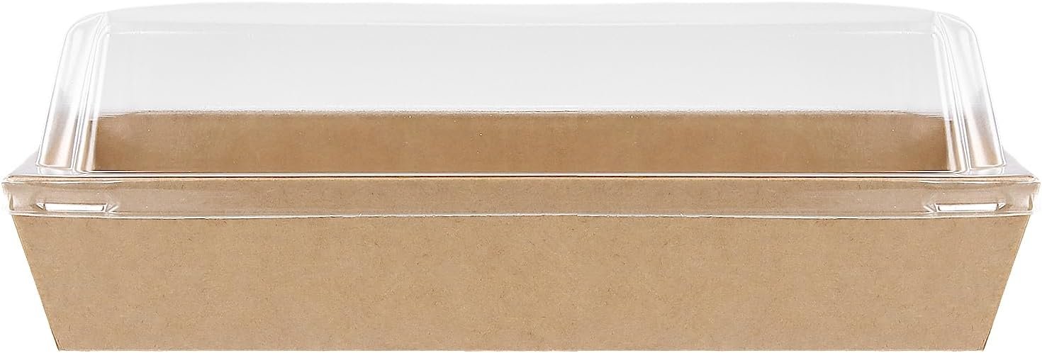 Caja de Charcutería Pequeña de Cartón Kraft de 150PCS 7.5x3.3 Pulgadas con Tapa Transparente, Ideal para Postres, Galletas, Sándwiches, Pasteles, Sushi y Cupcakes, Proveedor de Marca Blanca.