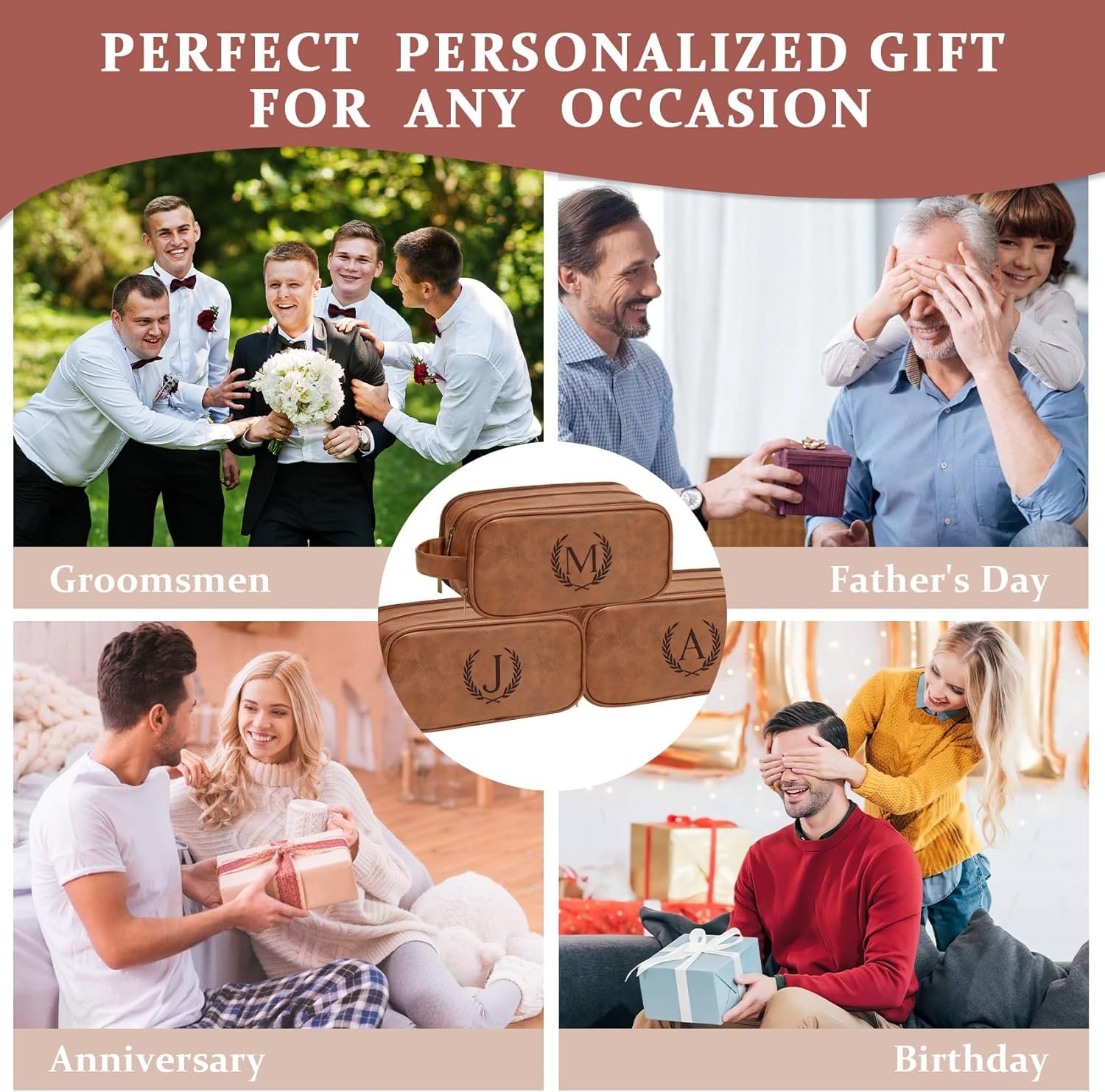 Logo Personalizado Neceser de Aseo para Hombre, Regalos para Novio, Bolsa de Aseo para Caddy de Ducha, Iniciales Personalizadas y Trigo, Esenciales de Viaje para Hombres (Mediano, Amarillo Marrón, J) Proveedor.