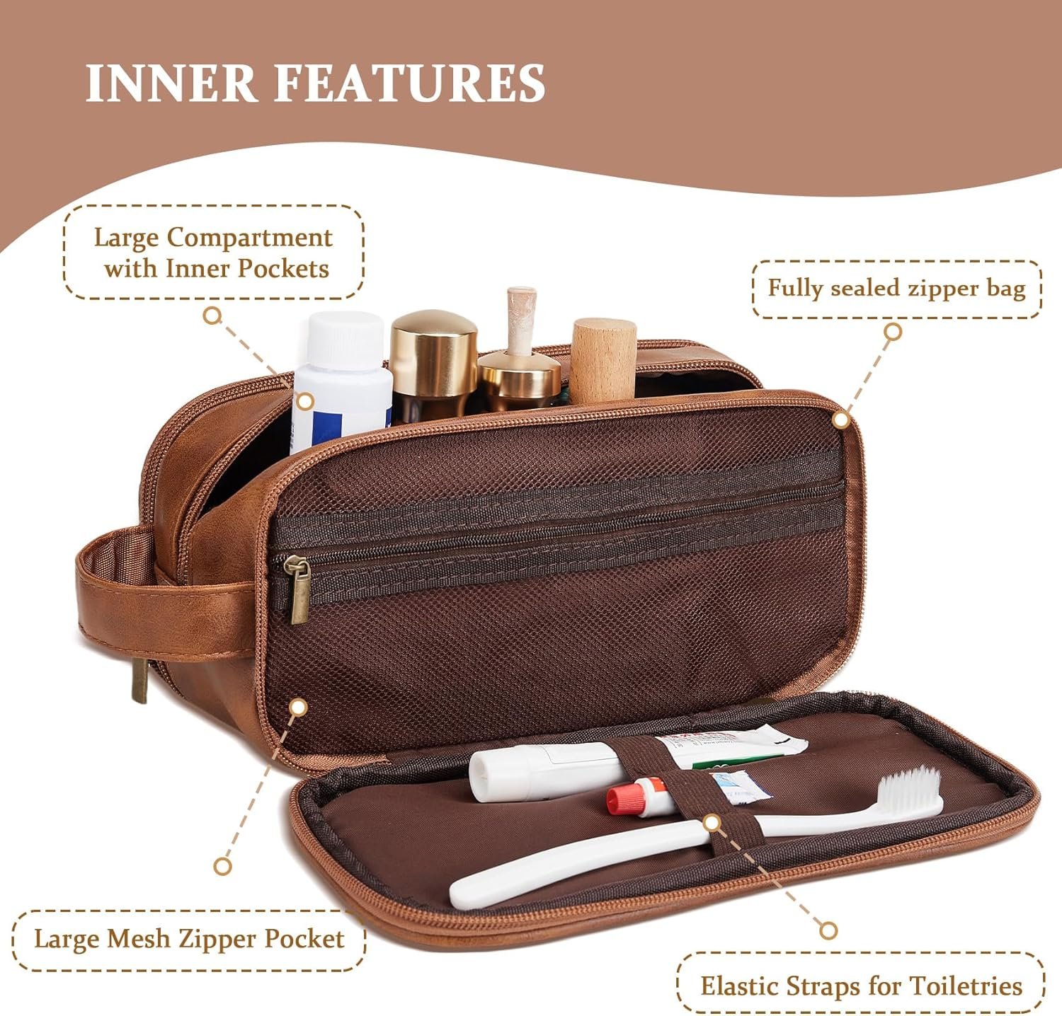 Logo Personalizado Neceser de Aseo para Hombre, Regalos para Novio, Bolsa de Aseo para Caddy de Ducha, Iniciales Personalizadas y Trigo, Esenciales de Viaje para Hombres (Mediano, Amarillo Marrón, J) Proveedor.