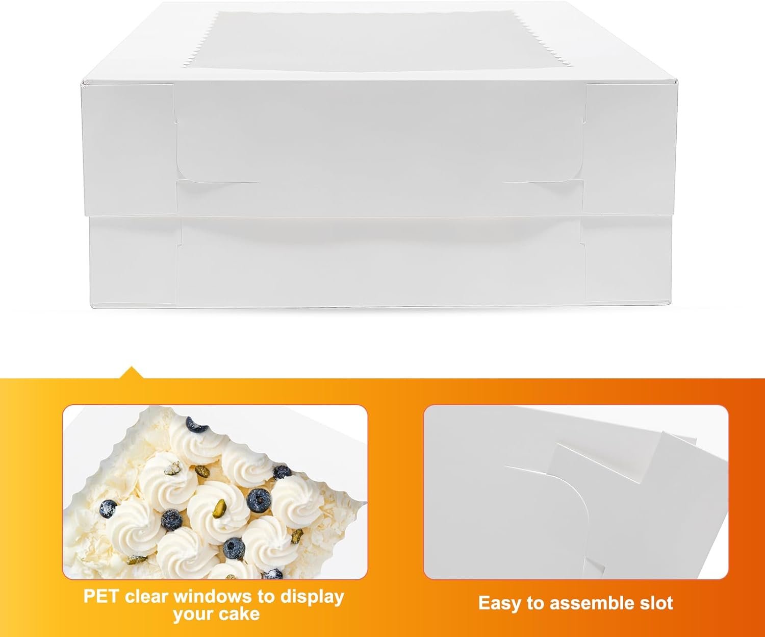 Caja para Pasteles Rectangulares 12pcs 14x10x4 con Ventana - Logotipo Personalizado, Ideales para Donuts y Tartas, Marca Blanca de Fábrica para Empaques de Repostería.