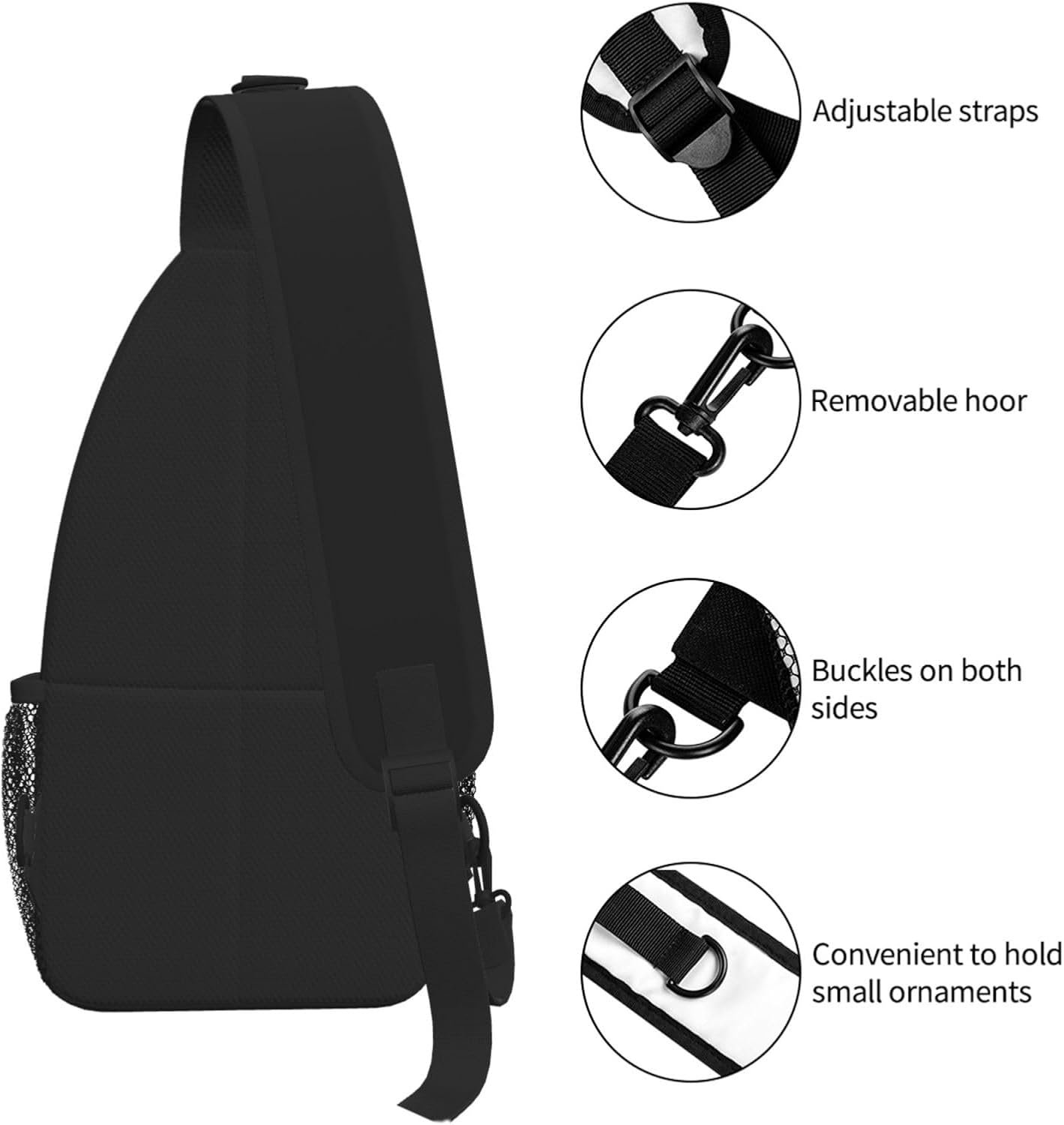 Mochila de Bandolera Personalizada con Logo Personalizado para Deportes al Aire Libre, Mochila Personalizada para Mujeres y Hombres en Múltiples Estilos, Proveedor de Fábrica para Añadir Nombre, Texto o Imagen en Negro.