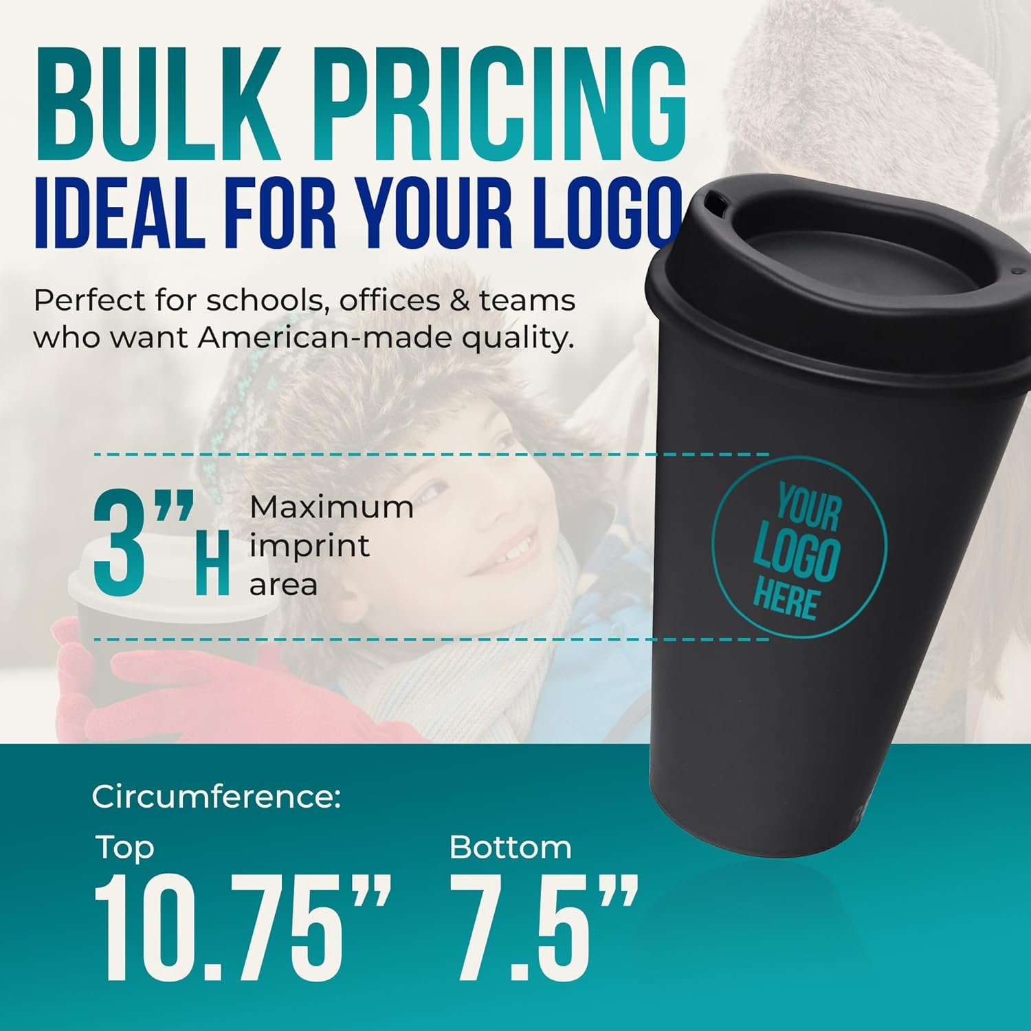 Tazas de café reutilizables de 16 oz con tapa 6 Pk, ideales para bebidas calientes o frías, aptas para lavavajillas y microondas, con logo personalizado, envases de marca blanca, proveedor de tazas blancas con tapas negras.