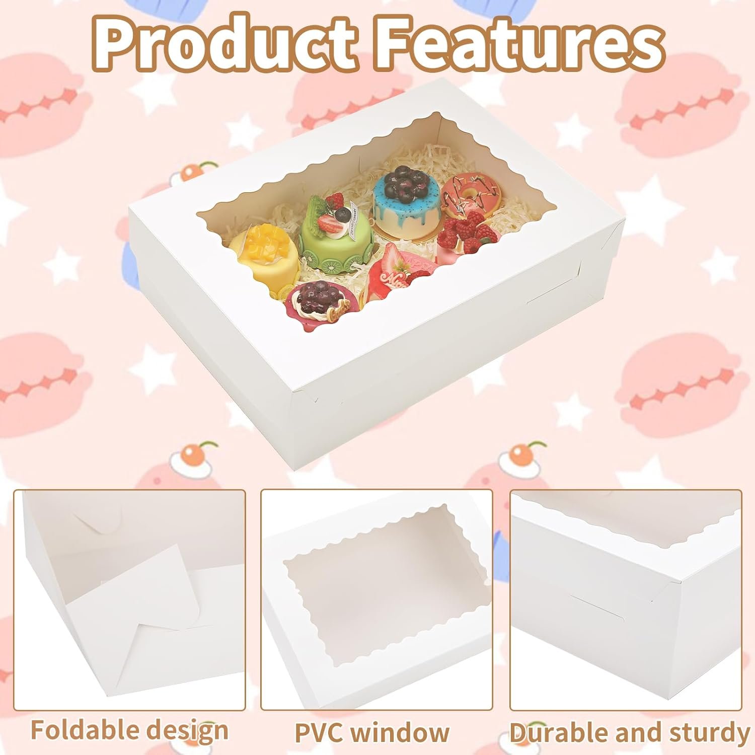 Logo Personalizado para 24 Sets de Cajas de Pastelería Blancas 14x10x4in con Ventana, Cajas Rectangulares Grandes para Pasteles, Donas, Cupcakes y Tartas, Marca Blanca de Proveedor. Logo Personalizado para 24 Sets de Cajas de Pastelería Blancas 14x10x4in con Ventana, Cajas Rectangulares Grandes para Pasteles, Donas, Cupcakes y Tartas, Marca Blanca de Proveedor.