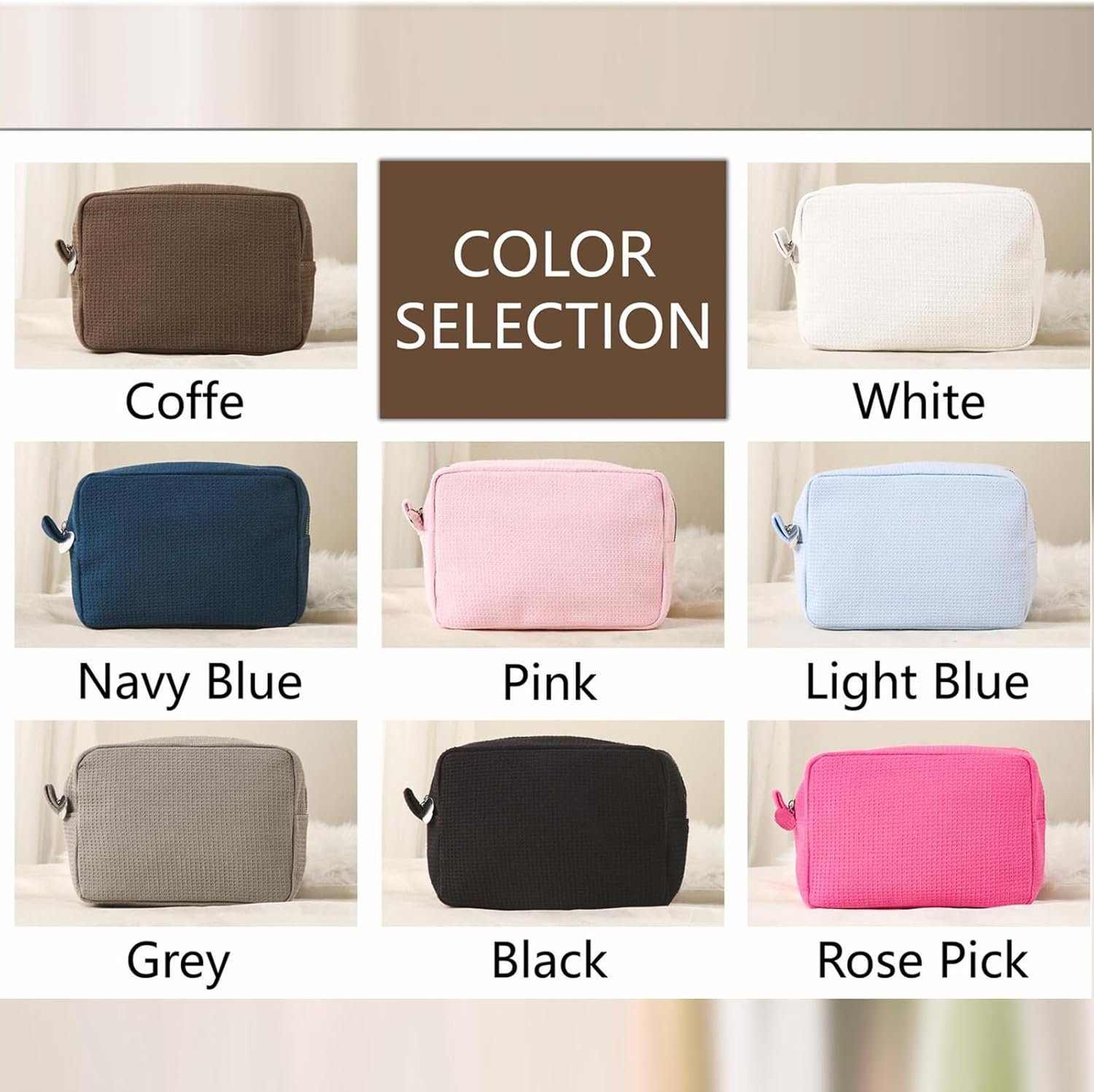 Logo Personalizado Neceser de Maquillaje Beige, Bolsa de Aseo Personalizada con Iniciales, Regalo Personalizado para Novias y Damas de Honor, Proveedor de Fábrica.