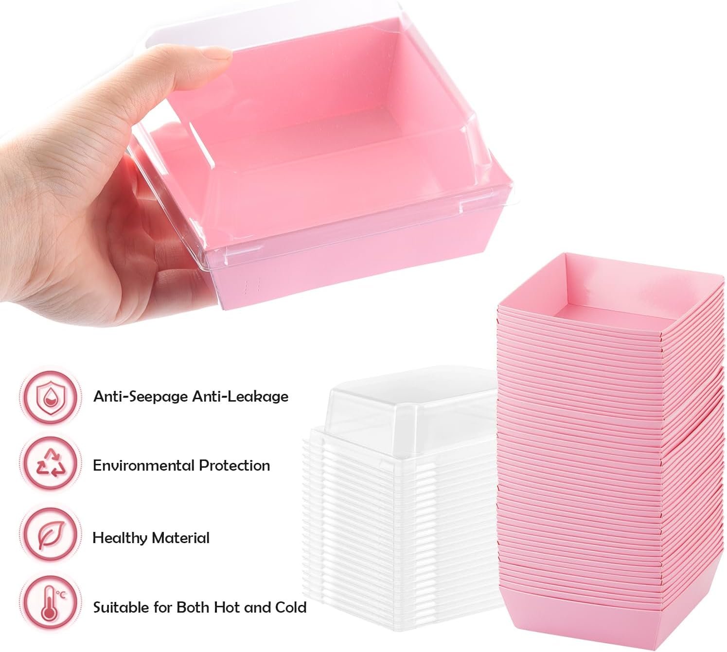 Logo Personalizado Cajas de Charcutería Desechables Pack de 50, Cajas de Postre Rosadas de 4 Pulgadas para Galletas, Sándwiches, Fresas, Cupcakes, Macarons y Porciones de Pastel de Marca Blanca, Proveedor de Fábrica. Logo Personalizado Cajas de Charcutería Desechables Pack de 50, Cajas de Postre Rosadas de 4 Pulgadas para Galletas, Sándwiches, Fresas, Cupcakes, Macarons y Porciones de Pastel de Marca Blanca, Proveedor de Fábrica.