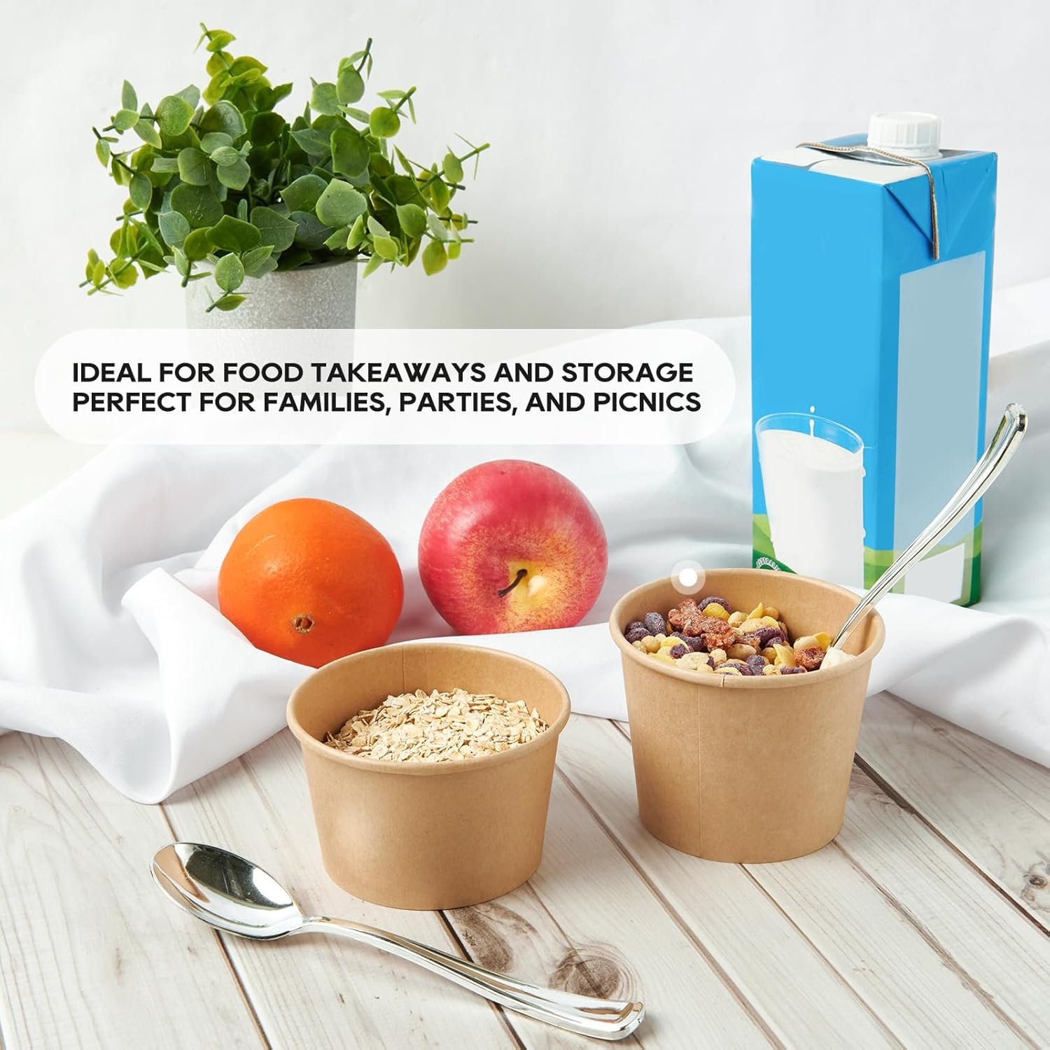 Contenedores de Sopa de Papel Desechables 50pack 8oz con Tapa, Personalizados con Logo, Copas de Comida para Almacenamiento, A prueba de Microondas y Congelador, Adecuados para Navidad y Acción de Gracias, Proveedor de Marca Blanca