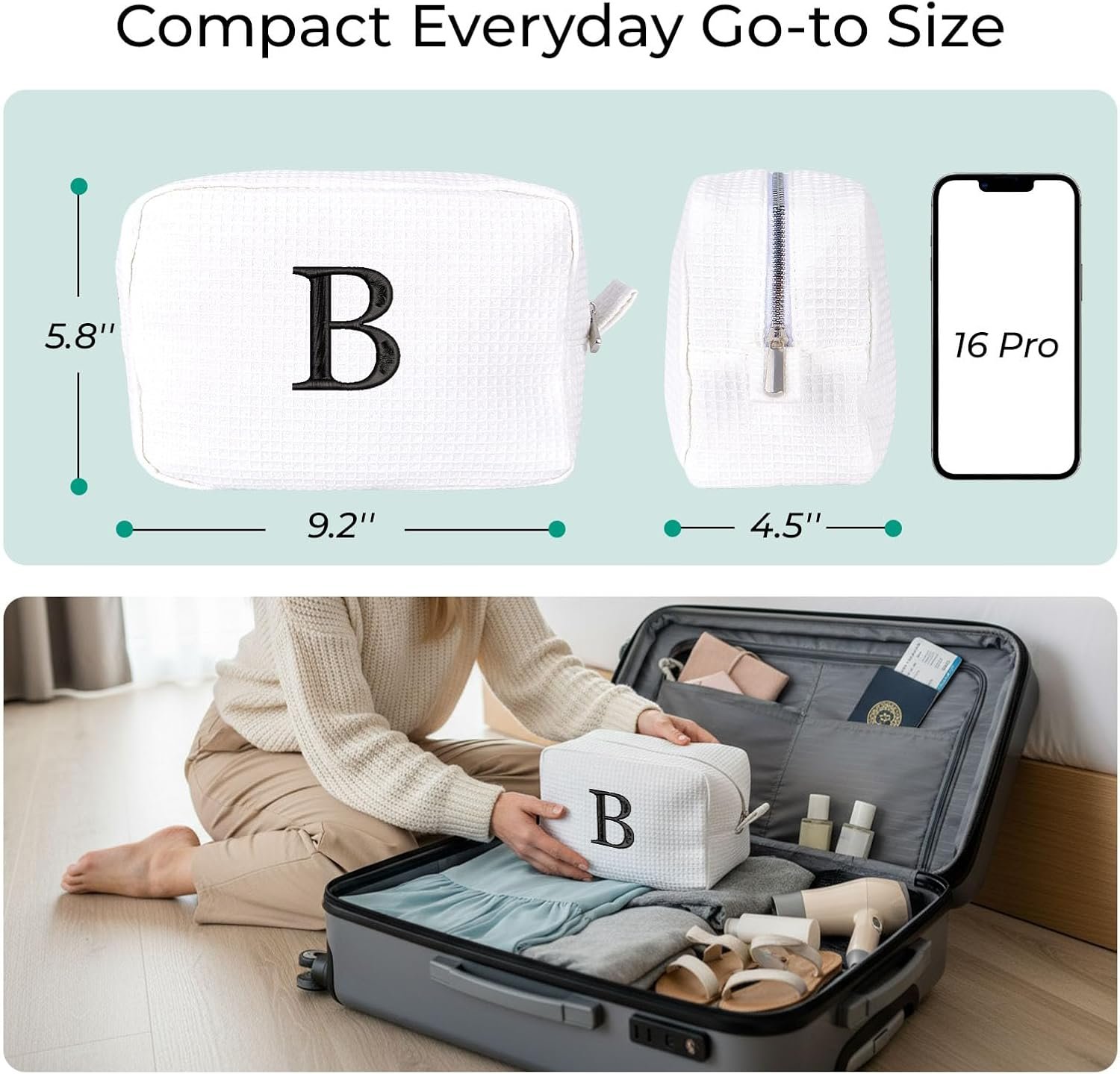 Logo Personalizado Neceser de Maquillaje Blanco Personalizado, Bolsa Cosmética Bordada con Inicial para Mujeres, Funda Cosmética Monogramada, Regalos para Damas de Honor Fábrica. Logo Personalizado Neceser de Maquillaje Blanco Personalizado, Bolsa Cosmética Bordada con Inicial para Mujeres, Funda Cosmética Monogramada, Regalos para Damas de Honor Fábrica.