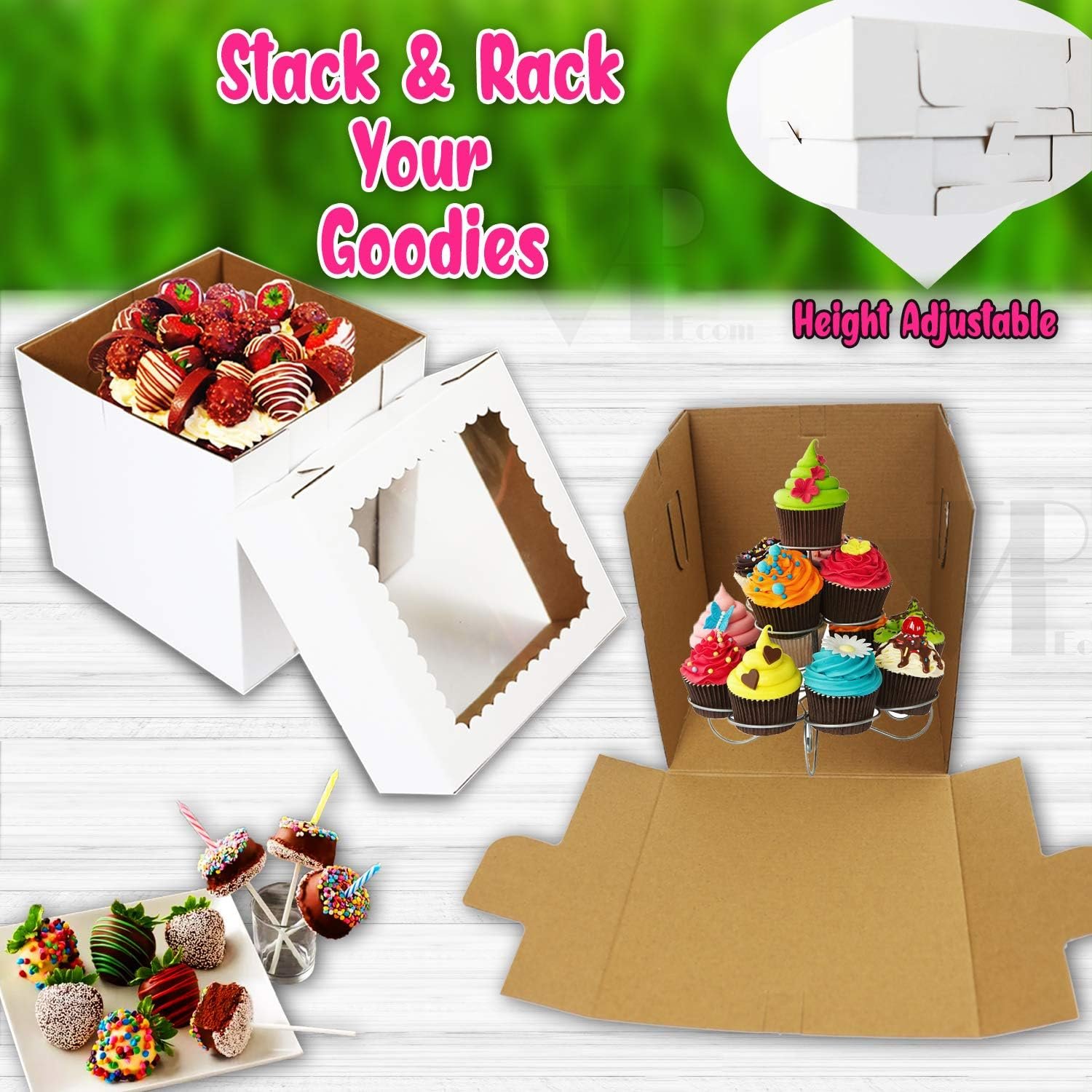 Logo Personalizado 12 Piezas Cajas Altas para Pasteles con Ventana en 6 Tamaños y 15 Stickers de Agradecimiento 12x12 10x10 8x8, Envases desechables de panadería, Proveedor de soluciones para bodas y cumpleaños en 12, 10, 8 pulgadas. Logo Personalizado 12 Piezas Cajas Altas para Pasteles con Ventana en 6 Tamaños y 15 Stickers de Agradecimiento 12x12 10x10 8x8, Envases desechables de panadería, Proveedor de soluciones para bodas y cumpleaños en 12, 10, 8 pulgadas.