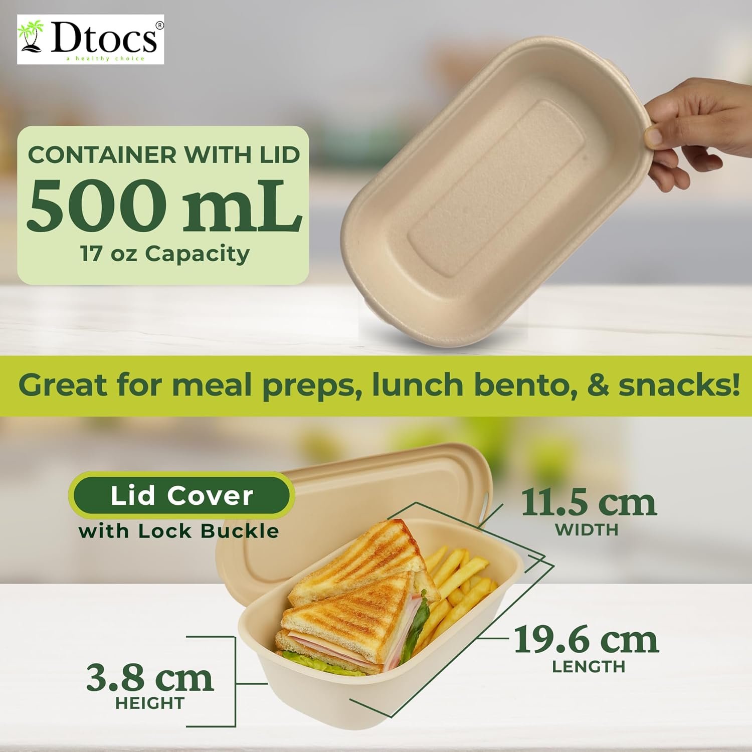 Contenedores desechables para preparación de comidas con tapa (Paquete de 50) 500 mL (17oz) | Fábrica de contenedores de fibra de bambú resistentes a fugas, aptos para microondas y congelador con Logo Personalizado y Marca Blanca. Contenedores desechables para preparación de comidas con tapa (Paquete de 50) 500 mL (17oz) | Fábrica de contenedores de fibra de bambú resistentes a fugas, aptos para microondas y congelador con Logo Personalizado y Marca Blanca.