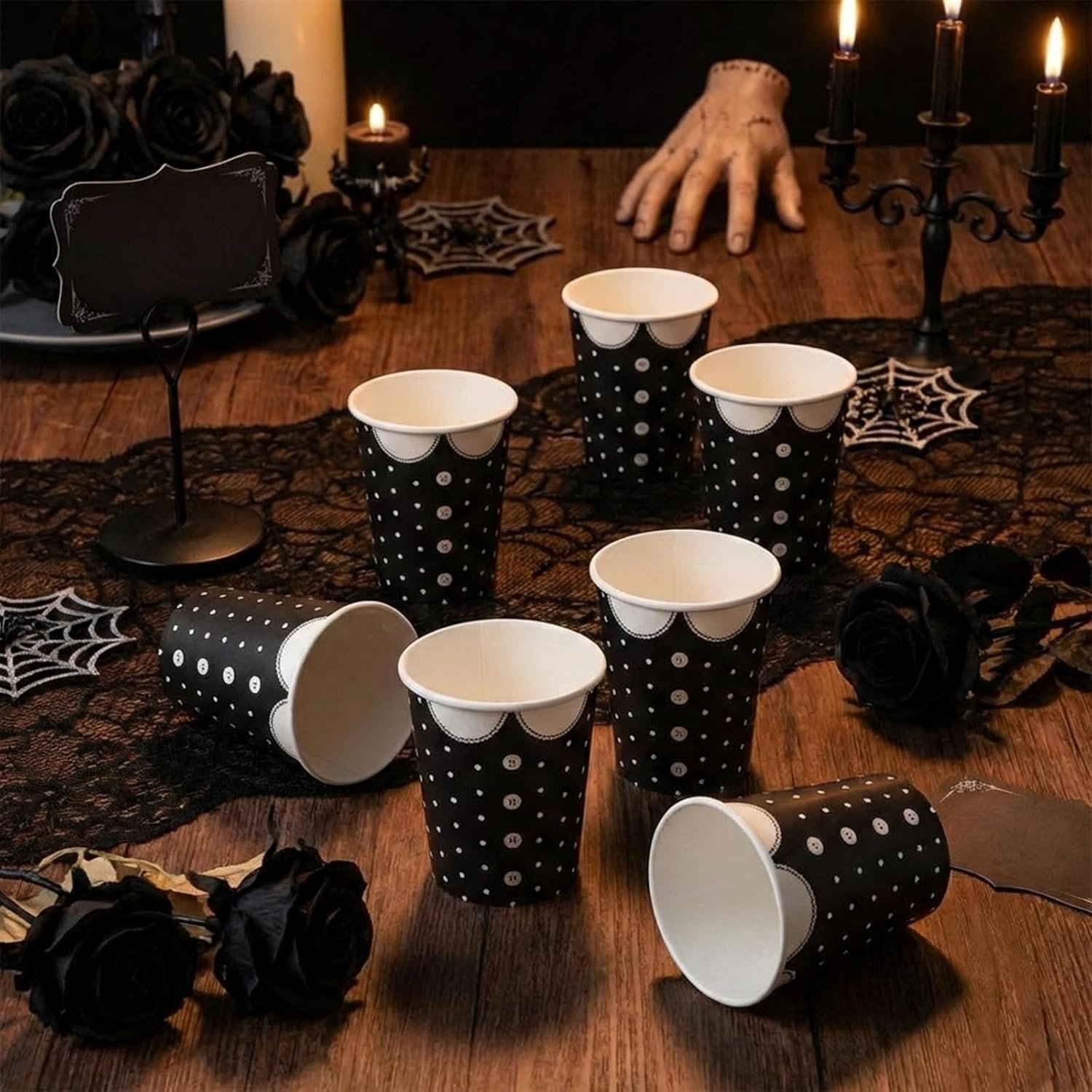 Tazas de papel desechables de 9 oz con patrón gótico para fiestas de cumpleaños y Halloween, ideales para regalos y decoraciones de fiesta, con Logo Personalizado y disponibles a través de nuestro Proveedor. Tazas de papel desechables de 9 oz con patrón gótico para fiestas de cumpleaños y Halloween, ideales para regalos y decoraciones de fiesta, con Logo Personalizado y disponibles a través de nuestro Proveedor.