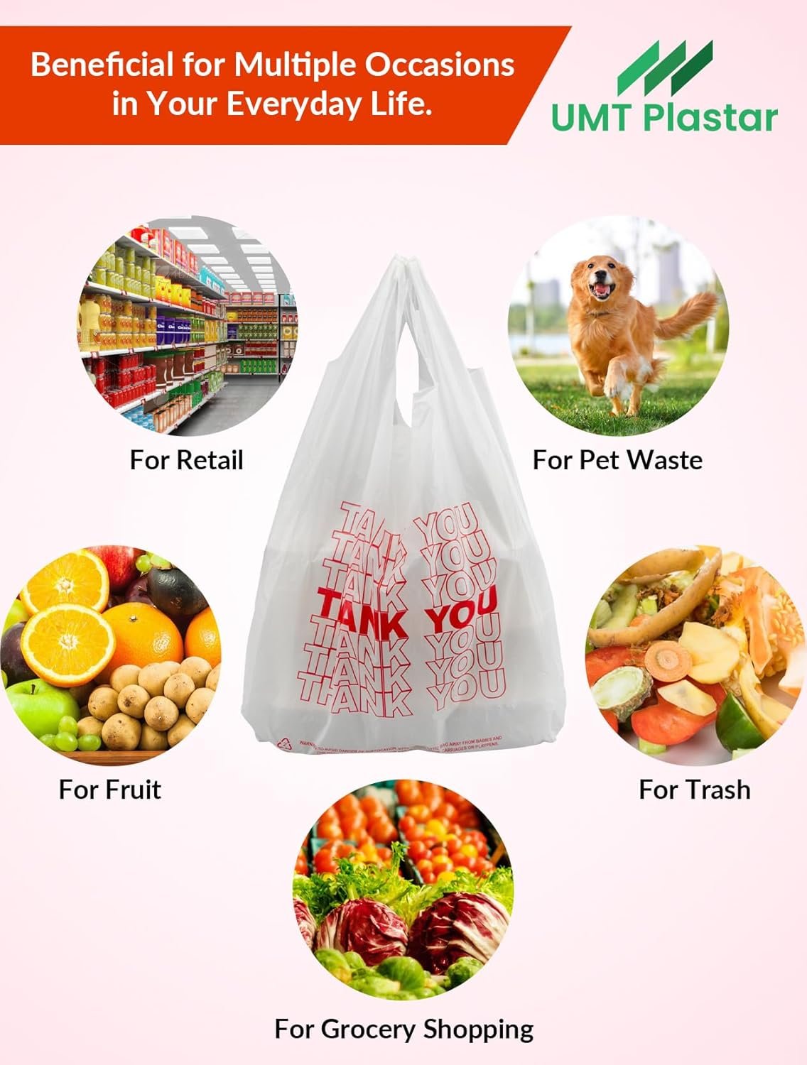 Bolsas de Plástico Blancas de 1000 Unidades con Asa, 12