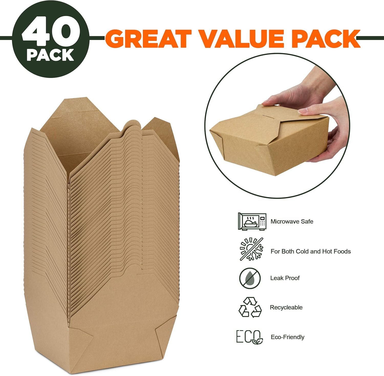 Logo Personalizado Cajas para Comidas para Llevar de 48 oz, Contenedores de Papel, Recipientes Desechables para Almuerzos, Resistentes a Grasa y Microondas, Marca Blanca para Catering y Restaurantes, 40 Paquete Proveedor