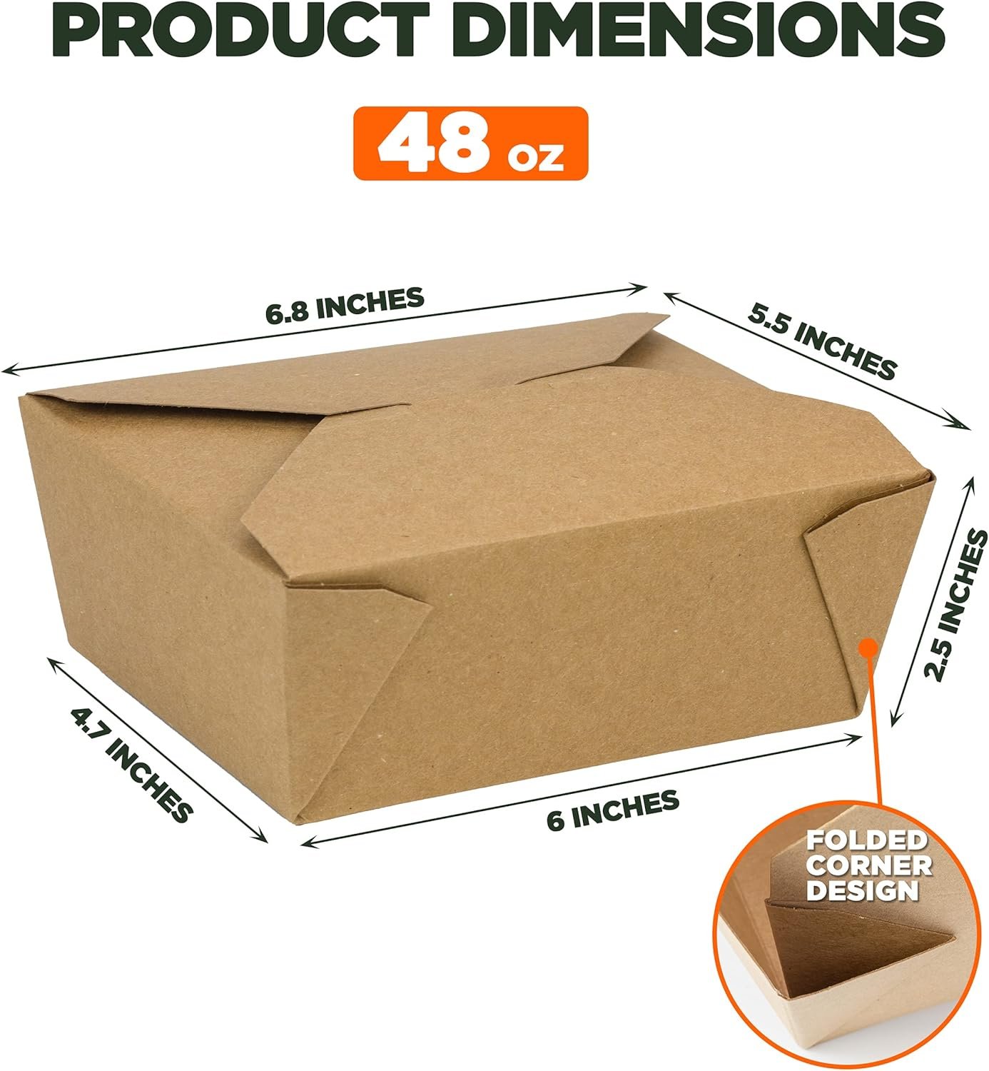 Logo Personalizado Cajas para Comidas para Llevar de 48 oz, Contenedores de Papel, Recipientes Desechables para Almuerzos, Resistentes a Grasa y Microondas, Marca Blanca para Catering y Restaurantes, 40 Paquete Proveedor