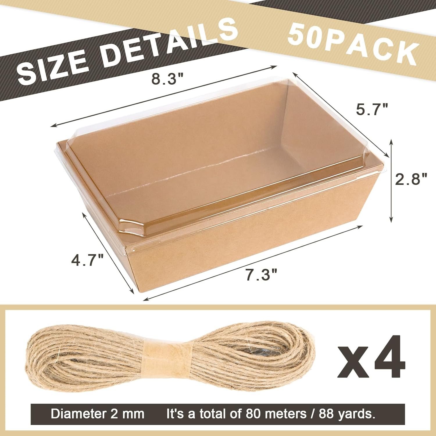 Cajas de charcutería desechables de 8 x 6 pulgadas con tapa transparente, 50 unidades grandes para panadería, personalizadas con logo, ideales para porciones de pastel, cupcakes, sándwiches, galletas, bombas de cacao, ensaladas, Proveedor. Cajas de charcutería desechables de 8 x 6 pulgadas con tapa transparente, 50 unidades grandes para panadería, personalizadas con logo, ideales para porciones de pastel, cupcakes, sándwiches, galletas, bombas de cacao, ensaladas, Proveedor.