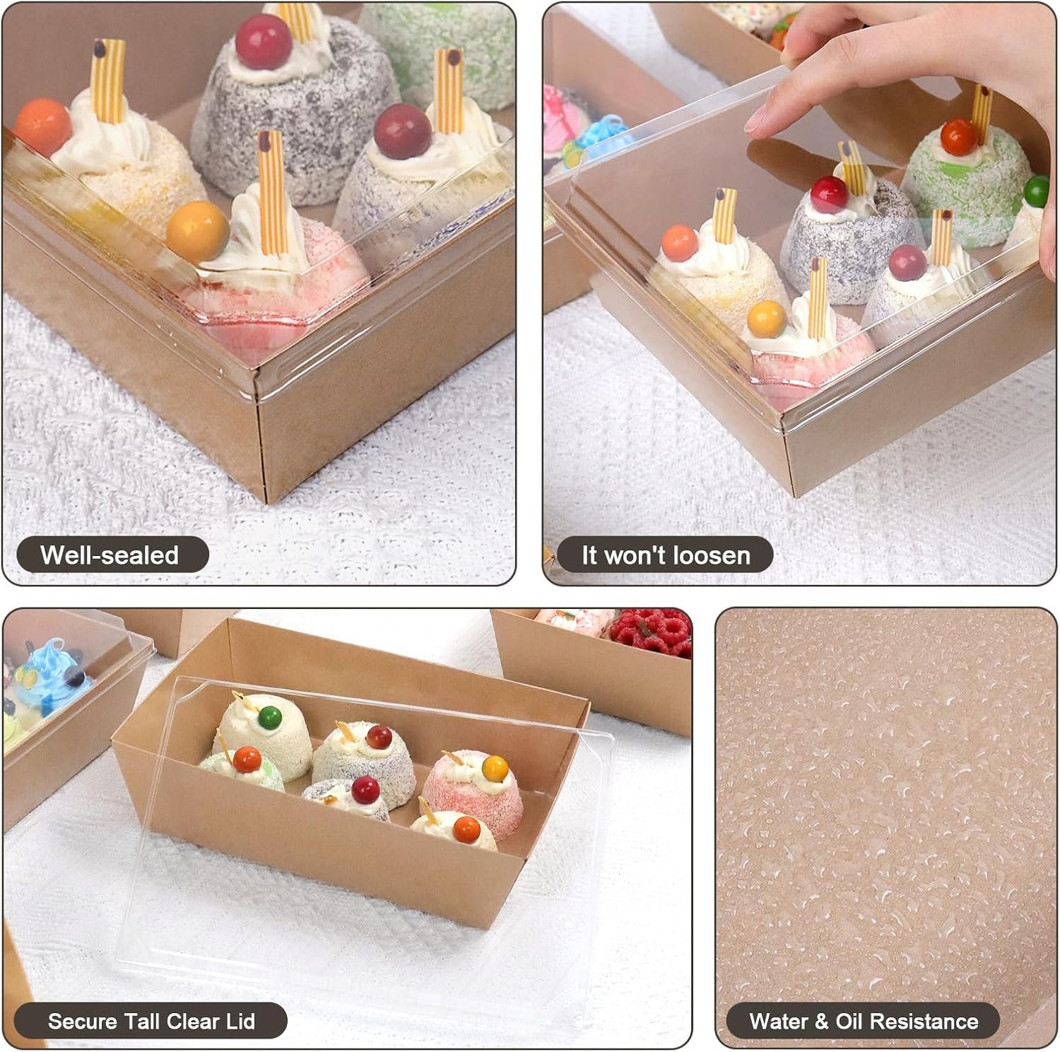 Cajas de charcutería desechables de 8 x 6 pulgadas con tapa transparente, 50 unidades grandes para panadería, personalizadas con logo, ideales para porciones de pastel, cupcakes, sándwiches, galletas, bombas de cacao, ensaladas, Proveedor. Cajas de charcutería desechables de 8 x 6 pulgadas con tapa transparente, 50 unidades grandes para panadería, personalizadas con logo, ideales para porciones de pastel, cupcakes, sándwiches, galletas, bombas de cacao, ensaladas, Proveedor.