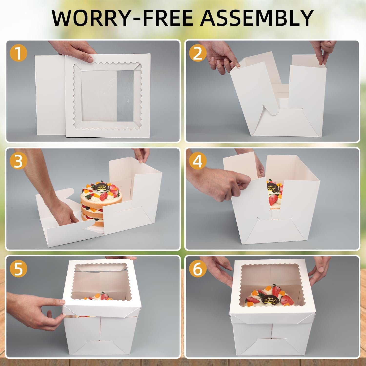 Caja de Pasteles con Logo Personalizado, Pack de 10 Cajas Altas de 10x10x8 Pulgadas con Ventana, Cajas de Cartón para Pasteles de Marca Blanca, Suministros para Decorar Pasteles, Proveedor de Cajas para Regalos.