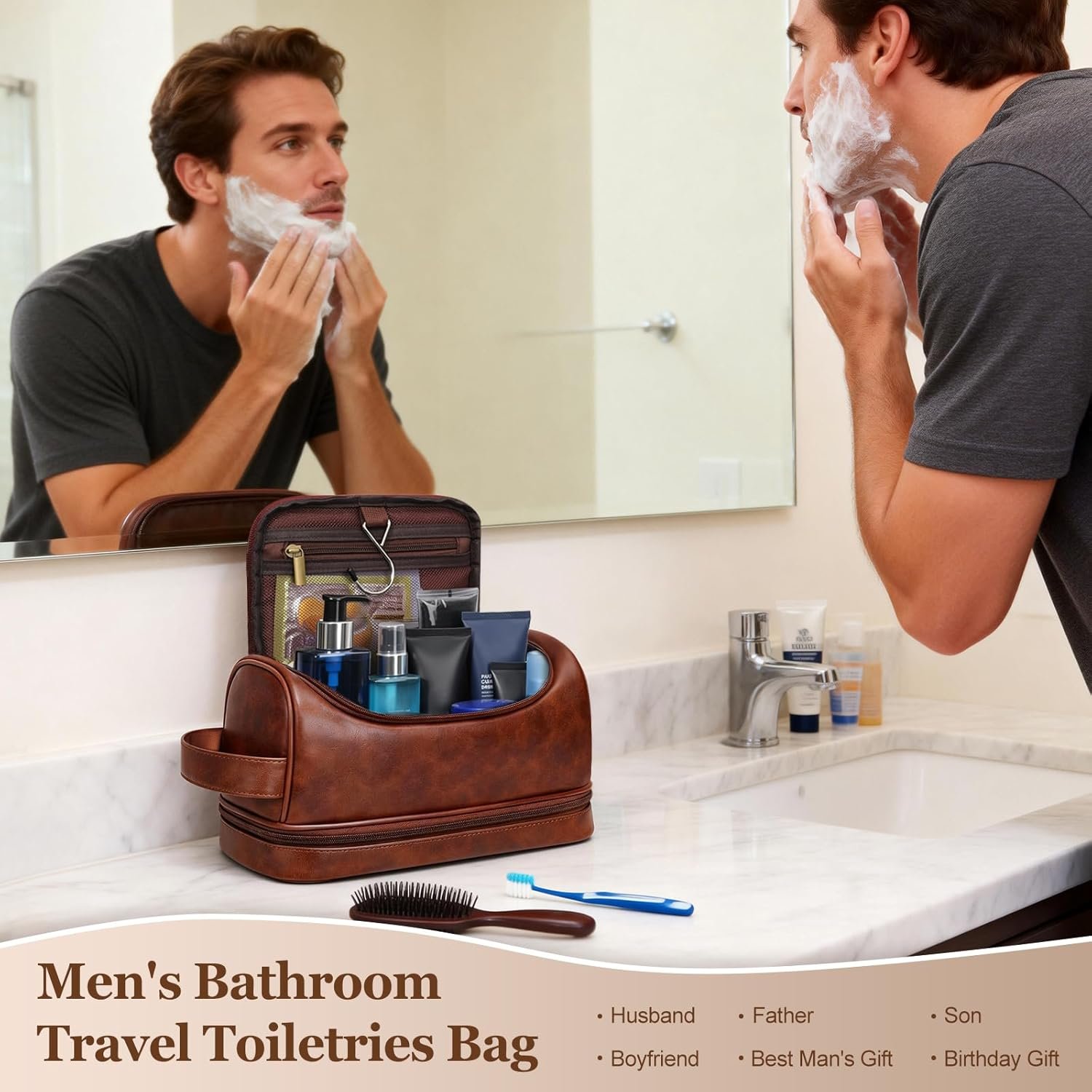 Logo Personalizado Neceser de Viaje para Hombres, Neceser Colgante para Afeitar, Kit de Aseo Impermeable de Cuero PU, Regalos para Hombres, Fabricante de Artículos de Aseo. Logo Personalizado Neceser de Viaje para Hombres, Neceser Colgante para Afeitar, Kit de Aseo Impermeable de Cuero PU, Regalos para Hombres, Fabricante de Artículos de Aseo.