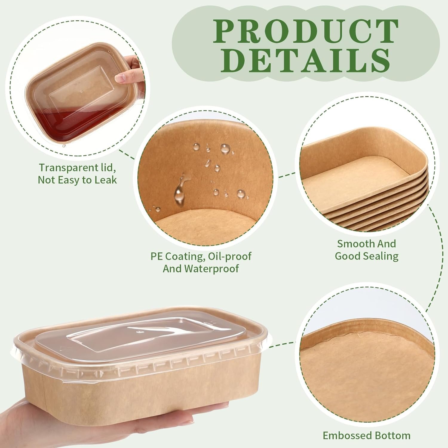 Contenedores de comida desechables con tapa de 50 unidades, ideales para preparar comidas, ensaladas, helado, yogur y sopas, personalizados con logo para venta bajo marca blanca, suministrados por nuestro fabricante. Capacidad de 17 oz. Contenedores de comida desechables con tapa de 50 unidades, ideales para preparar comidas, ensaladas, helado, yogur y sopas, personalizados con logo para venta bajo marca blanca, suministrados por nuestro fabricante. Capacidad de 17 oz.