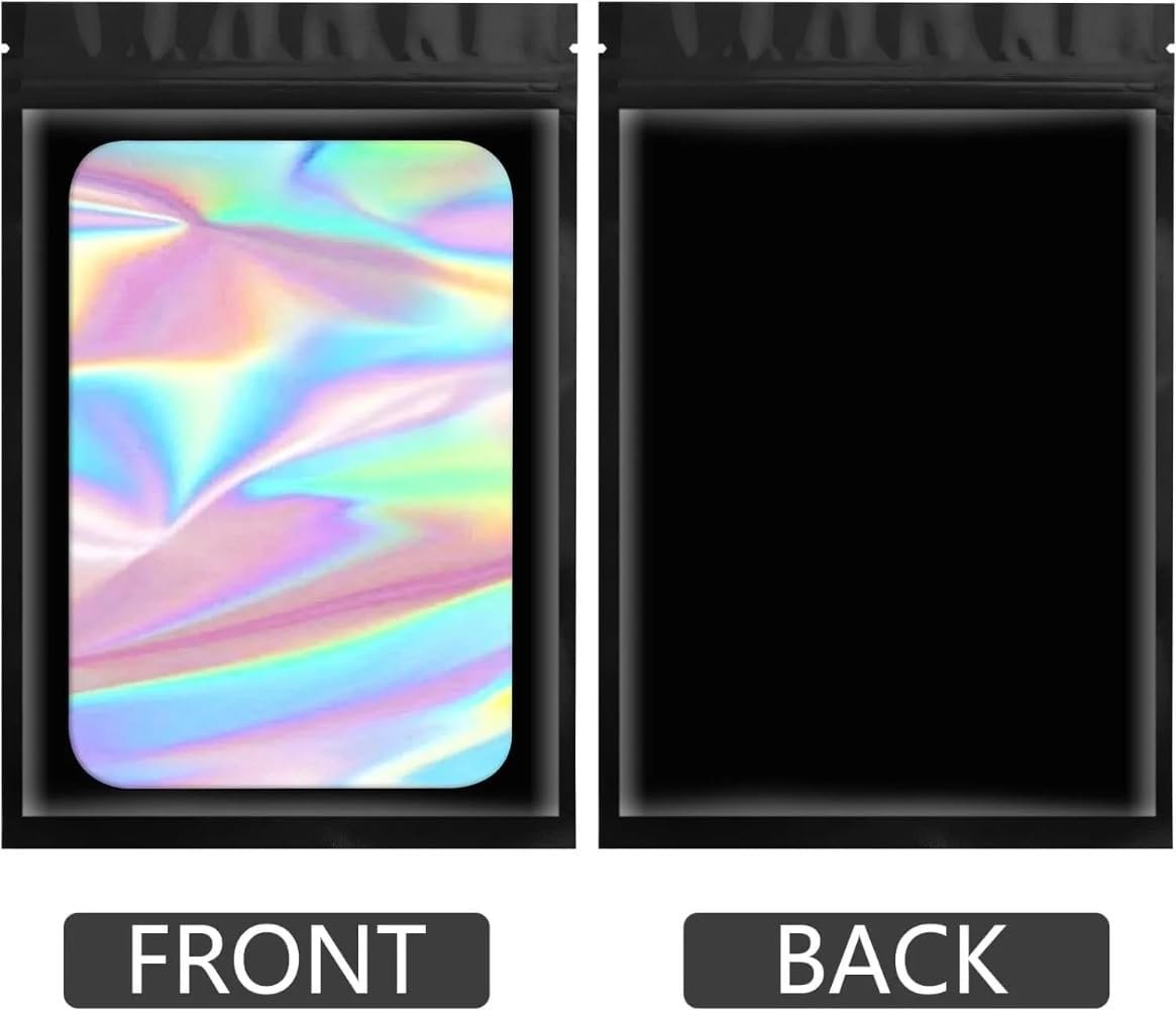 Bolsas de Ziplock Personalizadas con Logo Personalizado Holográfico para Almacenamiento de Joyería DIY, Proveedor de Bolsas Plásticas sin Agujero (Negro, 7x10) Marca Blanca