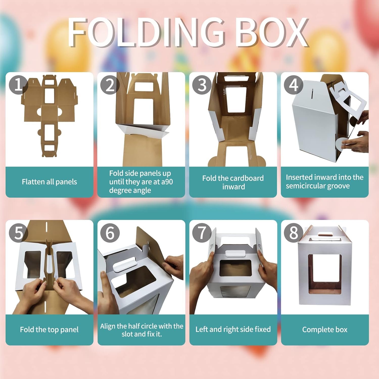 Caja de pasteles con ventana de 10x10x12 y 12x12x14 pulgadas, 6 piezas para pasteles de bodas y cumpleaños, personalizable con logo, envase desechable para panadería, Proveedor de cajas para tartas.