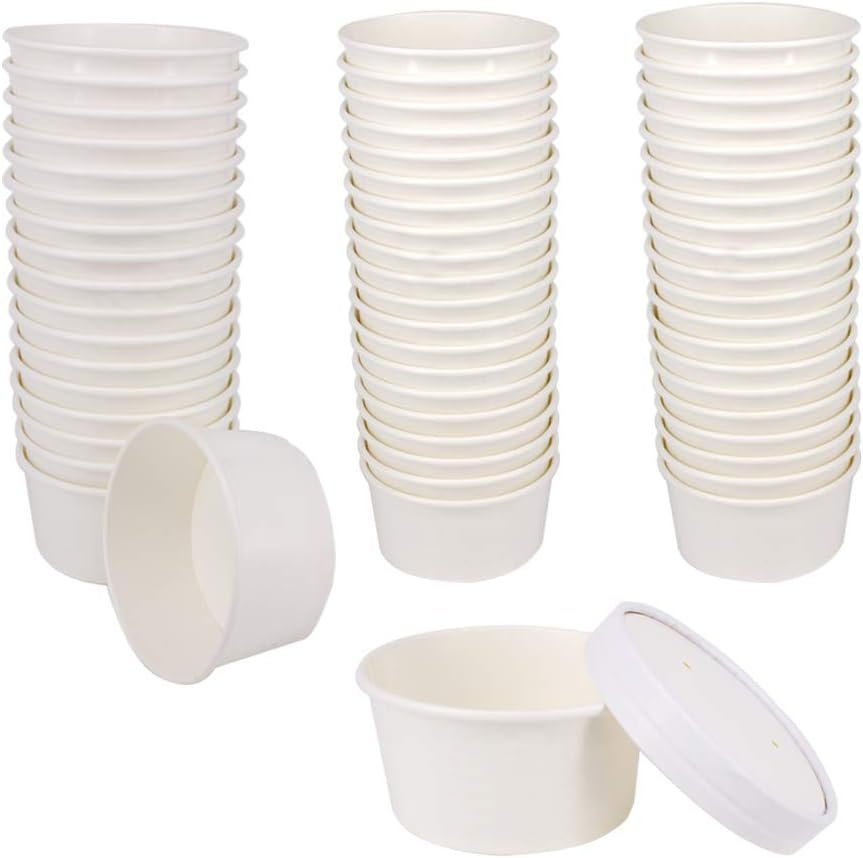 Tazas desechables blancas de 6 onzas con tapa para helado, personalizadas con logo, ideales para llevar alimentos fríos y calientes, fabricadas por proveedor. Tazas desechables blancas de 6 onzas con tapa para helado, personalizadas con logo, ideales para llevar alimentos fríos y calientes, fabricadas por proveedor.