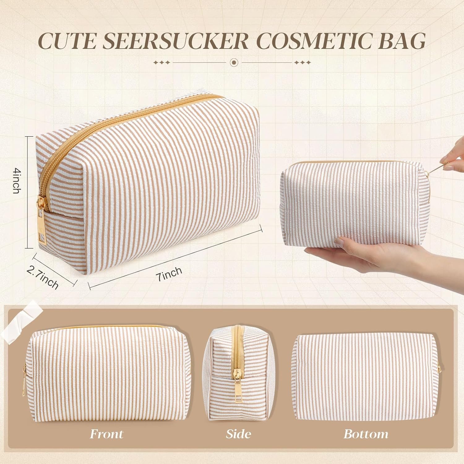 Logo Personalizado Neceser de Maquillaje a Rayas para Mujer 6 Piezas Grande Pouch Preppy Organizador de Viaje para Regalo de Novia Favor de Dama de Honor Proveedor Khaki Logo Personalizado Neceser de Maquillaje a Rayas para Mujer 6 Piezas Grande Pouch Preppy Organizador de Viaje para Regalo de Novia Favor de Dama de Honor Proveedor Khaki