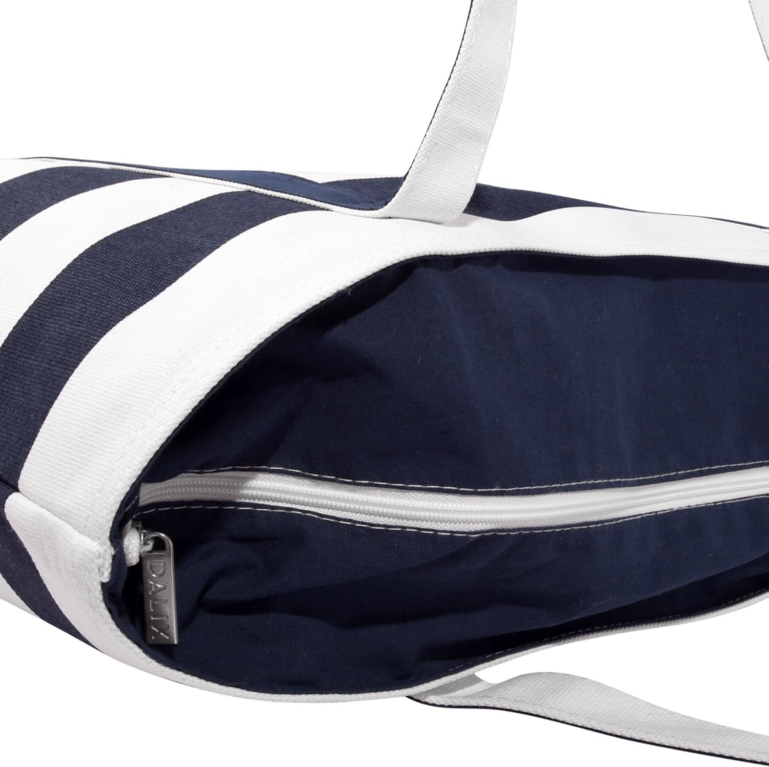 Bolsa de playa a rayas azul marino personalizada con logo, ideal para marca blanca, fabricada por proveedor. Bolsa de playa a rayas azul marino personalizada con logo, ideal para marca blanca, fabricada por proveedor.