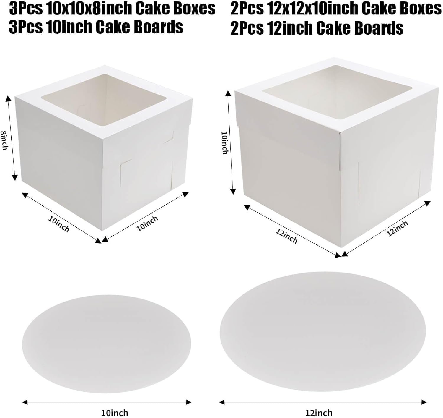 Logo Personalizado 10 Piezas Cajas para Pasteles 12x12x10 y 10x10x8 (5 Cajas y 5 Tablas) con Ventanas Grandes en 2 Tamaños, Cajas Desechables para Repostería, Proveedor de Soluciones para San Valentín. Logo Personalizado 10 Piezas Cajas para Pasteles 12x12x10 y 10x10x8 (5 Cajas y 5 Tablas) con Ventanas Grandes en 2 Tamaños, Cajas Desechables para Repostería, Proveedor de Soluciones para San Valentín.