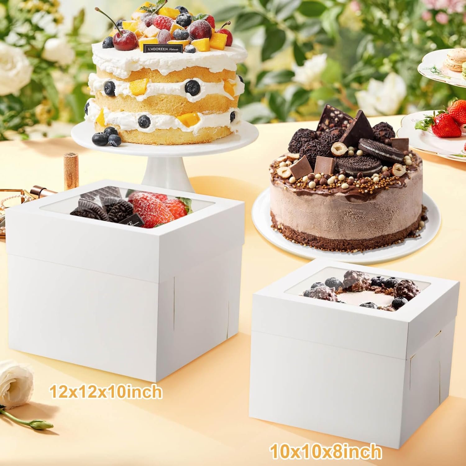 Logo Personalizado 10 Piezas Cajas para Pasteles 12x12x10 y 10x10x8 (5 Cajas y 5 Tablas) con Ventanas Grandes en 2 Tamaños, Cajas Desechables para Repostería, Proveedor de Soluciones para San Valentín. Logo Personalizado 10 Piezas Cajas para Pasteles 12x12x10 y 10x10x8 (5 Cajas y 5 Tablas) con Ventanas Grandes en 2 Tamaños, Cajas Desechables para Repostería, Proveedor de Soluciones para San Valentín.