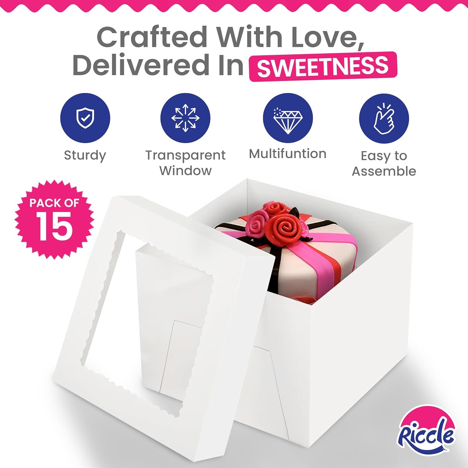 Caja de cartón para pasteles alta de 10x10x8 pulgadas con ventana, ideal para pasteles multi-capas, personalización con logo, suministros para decoración de pasteles, marca blanca de proveedor. Caja de cartón para pasteles alta de 10x10x8 pulgadas con ventana, ideal para pasteles multi-capas, personalización con logo, suministros para decoración de pasteles, marca blanca de proveedor.
