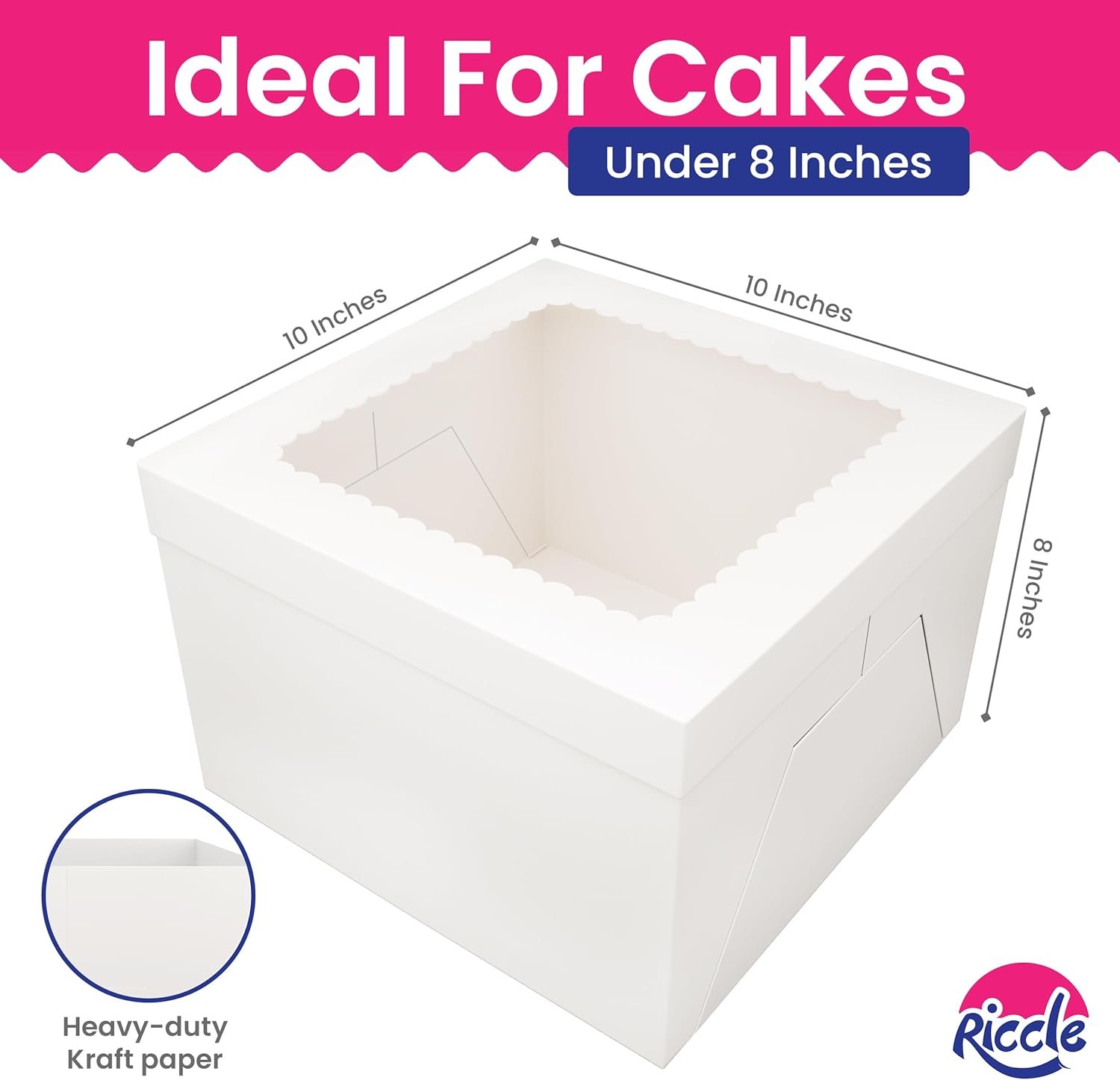 Caja de cartón para pasteles alta de 10x10x8 pulgadas con ventana, ideal para pasteles multi-capas, personalización con logo, suministros para decoración de pasteles, marca blanca de proveedor. Caja de cartón para pasteles alta de 10x10x8 pulgadas con ventana, ideal para pasteles multi-capas, personalización con logo, suministros para decoración de pasteles, marca blanca de proveedor.
