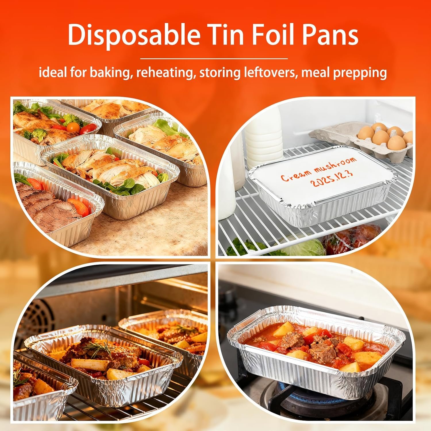 Logo Personalizado para bandejas de aluminio desechables con tapa 2.25 LB, contenedores de comida, 50 bandejas y 50 cubiertas de cartón para hornear, congelar y almacenar alimentos, 8.5 Logo Personalizado para bandejas de aluminio desechables con tapa 2.25 LB, contenedores de comida, 50 bandejas y 50 cubiertas de cartón para hornear, congelar y almacenar alimentos, 8.5
