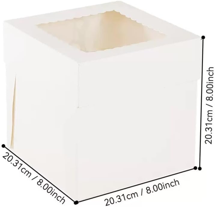 Logo Personalizado 3 - Pack de Cajas para Pasteles Blancas de 8×8×8 Pulgadas, Cartón Reforzado con Ventana Festoneada, Ideal para Presentación Profesional de Panaderías con Proveedor. Logo Personalizado 3 - Pack de Cajas para Pasteles Blancas de 8×8×8 Pulgadas, Cartón Reforzado con Ventana Festoneada, Ideal para Presentación Profesional de Panaderías con Proveedor.