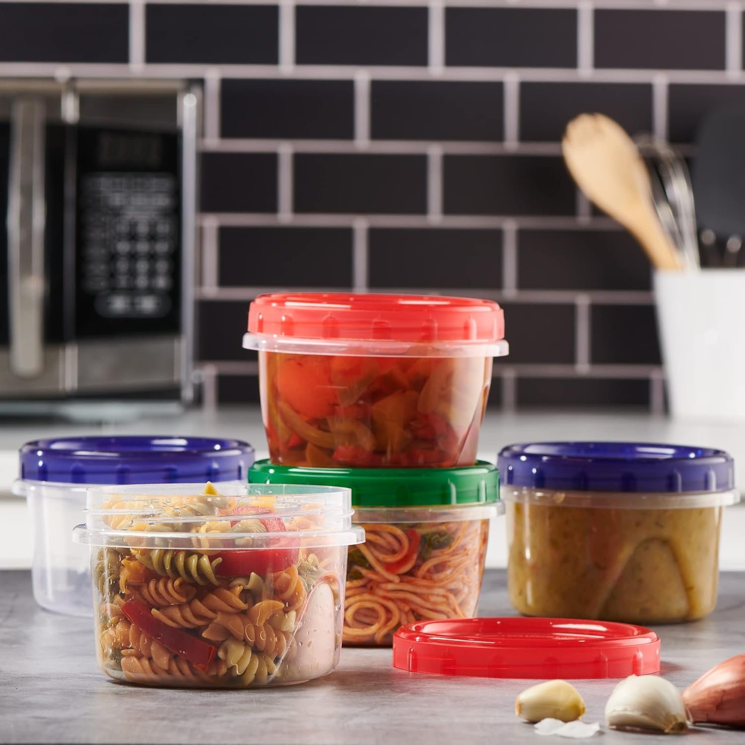 Contenedores de Almacenamiento de Alimentos de 16 oz 12 Pack con Logo Personalizado, Recipientes de Plástico para Congelador Reutilizables y a Prueba de Fugas con Tapas de Colores, Proveedor Fidedigno. Contenedores de Almacenamiento de Alimentos de 16 oz 12 Pack con Logo Personalizado, Recipientes de Plástico para Congelador Reutilizables y a Prueba de Fugas con Tapas de Colores, Proveedor Fidedigno.