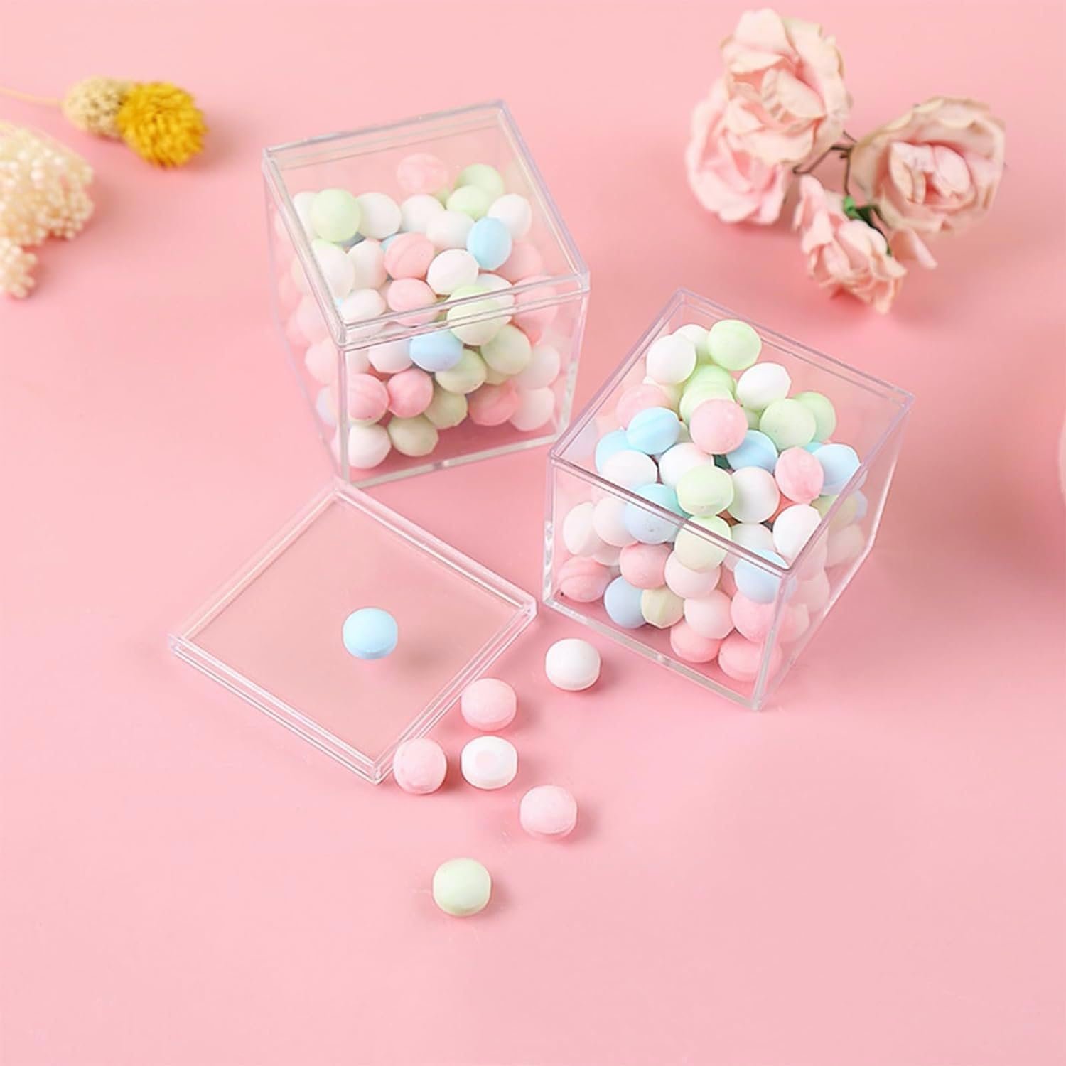 Cajas de Almacenamiento Acrílicas Transparentes con Tapa, 30 Pack Organizador Cubo de 2.2” para Joyas, Dulces, Manualidades - Marca Blanca de Fábrica. Cajas de Almacenamiento Acrílicas Transparentes con Tapa, 30 Pack Organizador Cubo de 2.2” para Joyas, Dulces, Manualidades - Marca Blanca de Fábrica.