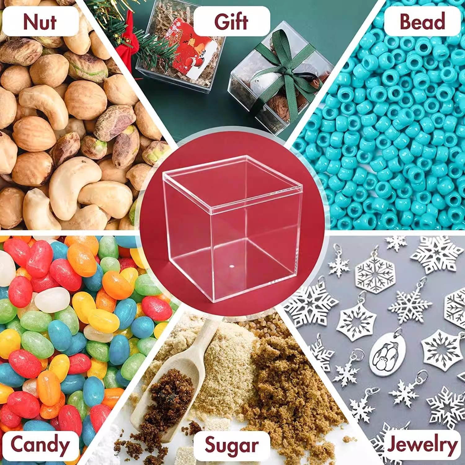 Cajas de Almacenamiento Acrílicas Transparentes con Tapa, 30 Pack Organizador Cubo de 2.2” para Joyas, Dulces, Manualidades - Marca Blanca de Fábrica. Cajas de Almacenamiento Acrílicas Transparentes con Tapa, 30 Pack Organizador Cubo de 2.2” para Joyas, Dulces, Manualidades - Marca Blanca de Fábrica.
